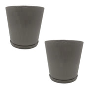 Blumentopf mit Untersetzer 2er-Set Silber von Relaxdays