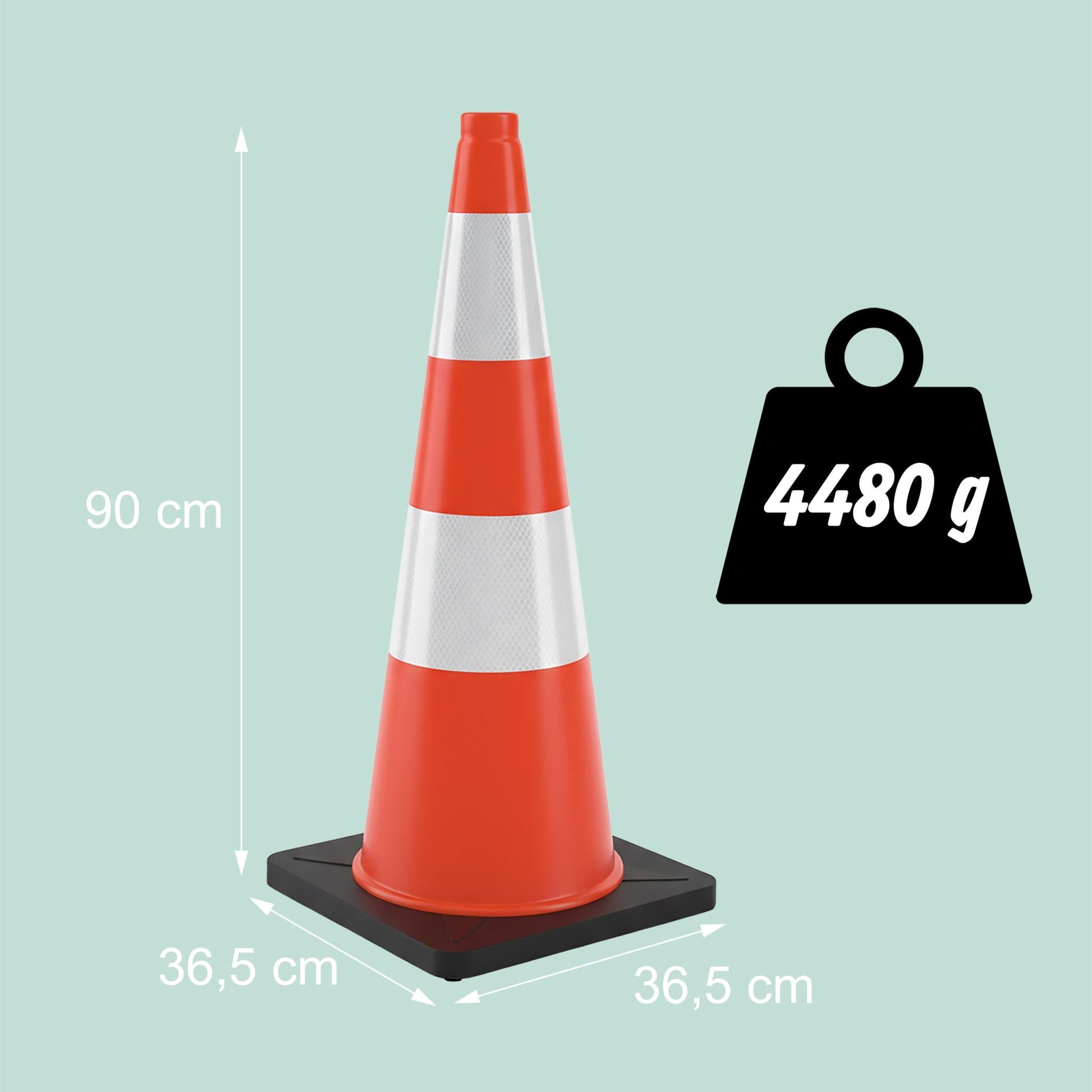 Leitkegel 90cm extra schwer Orange-Schwarz-Silber von Relaxdays
