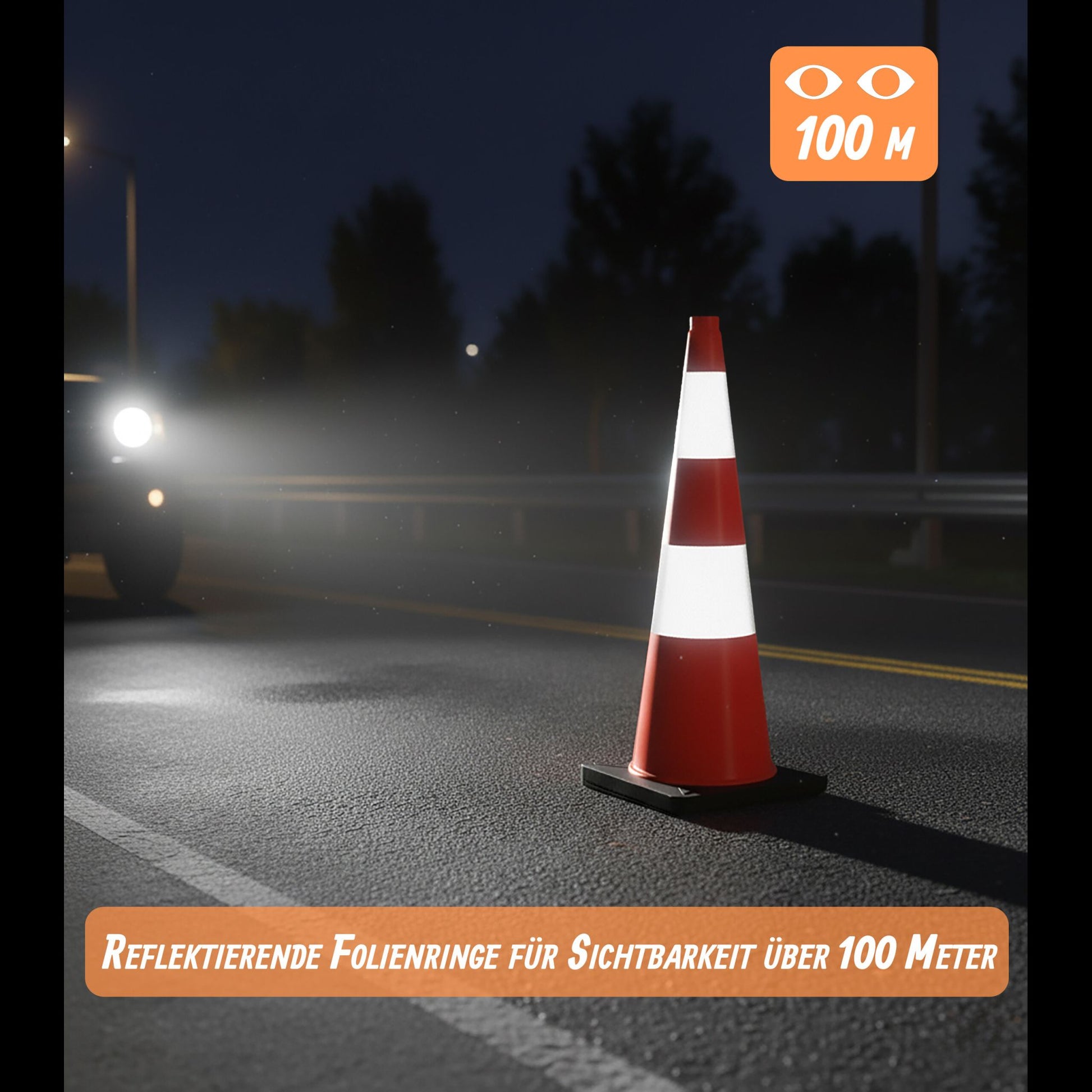 Leitkegel 90cm extra schwer Orange-Schwarz-Silber von Relaxdays