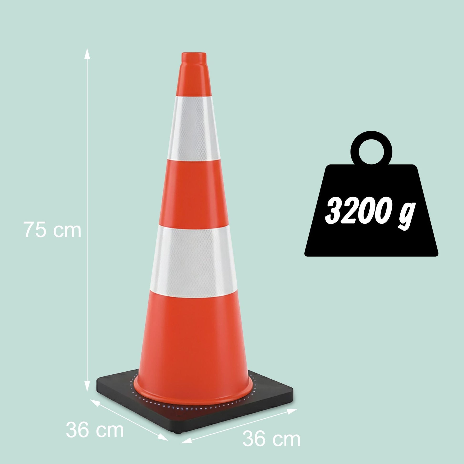 Leitkegel 75cm extra schwer Orange-Schwarz-Silber von Relaxdays