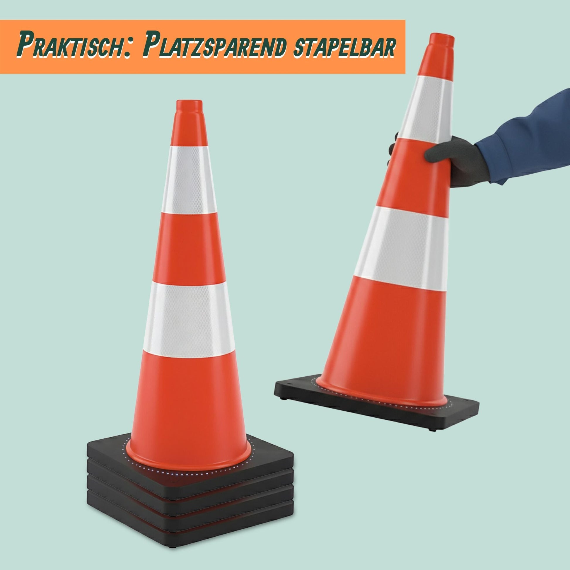 Leitkegel 75cm extra schwer Orange-Schwarz-Silber von Relaxdays