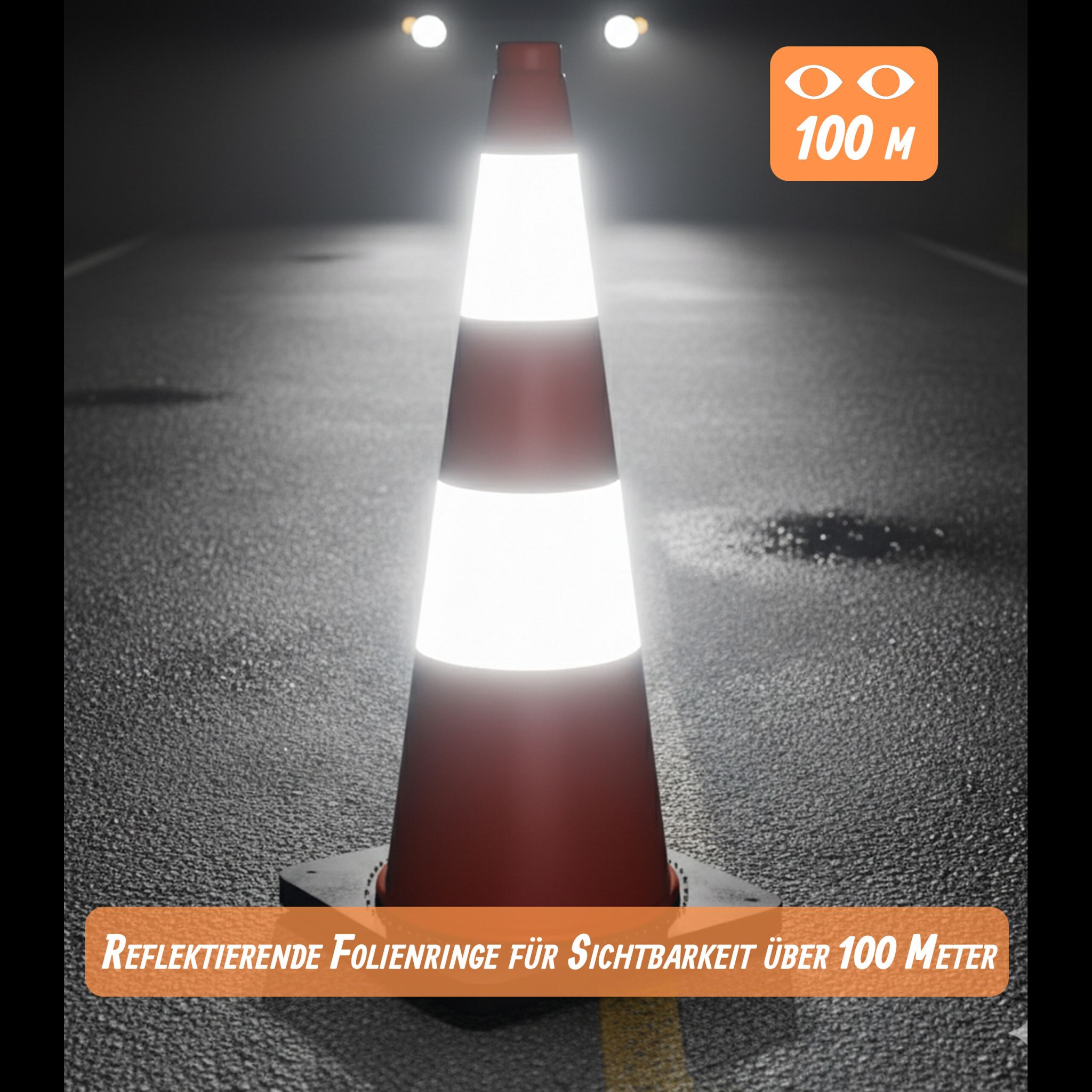 Leitkegel 75cm extra schwer Orange-Schwarz-Silber von Relaxdays