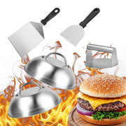 Smash Burger-Set 5-teilig Edelstahl Schwarz-Silber von Relaxdays