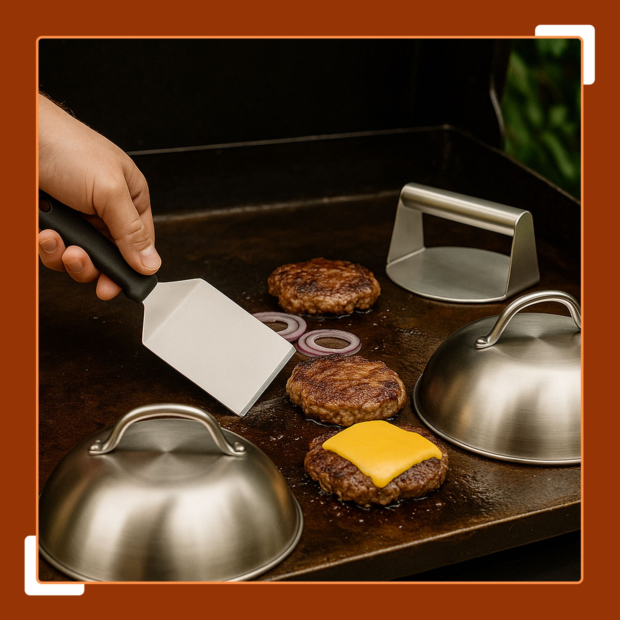 Smash Burger-Set 5-teilig Edelstahl Schwarz-Silber von Relaxdays