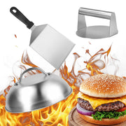 Smash Burger-Set 3-teilig Edelstahl Schwarz-Silber von Relaxdays
