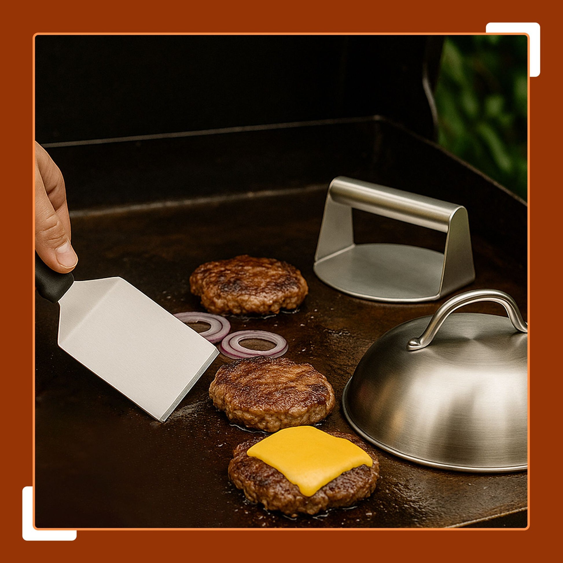 Smash Burger-Set 3-teilig Edelstahl Schwarz-Silber von Relaxdays