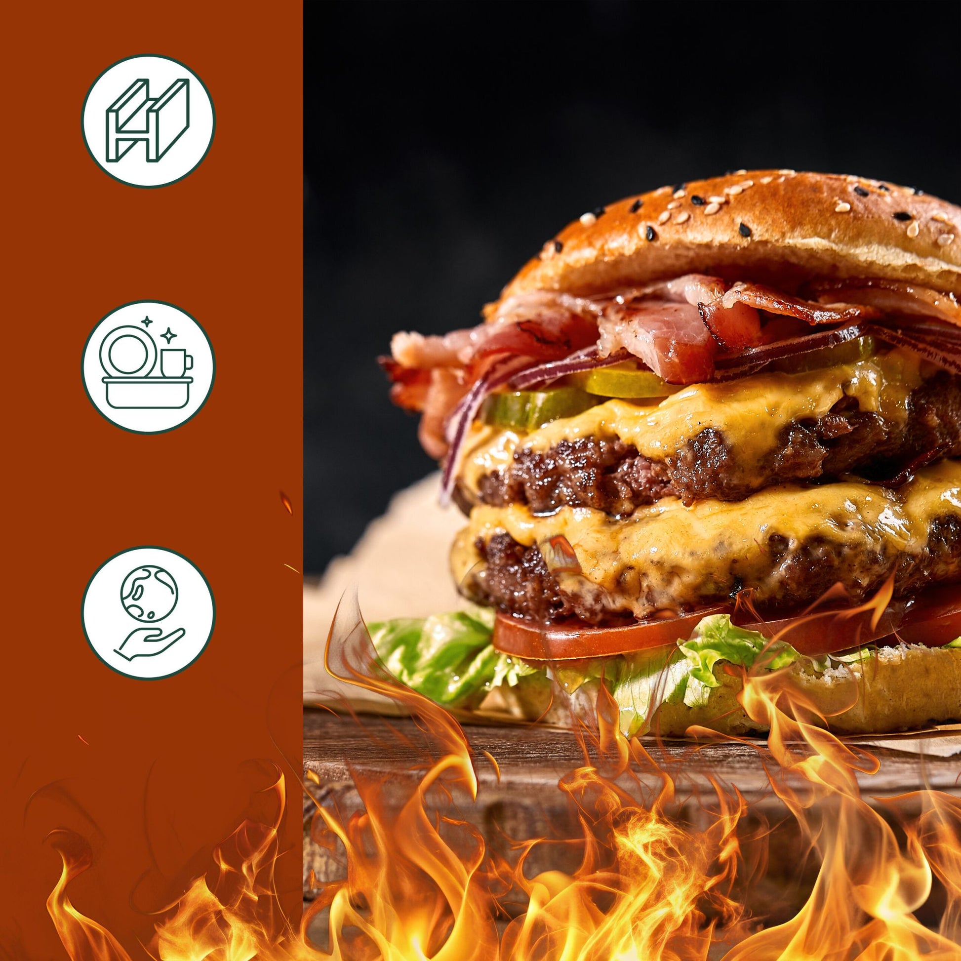 Smash Burger-Set 3-teilig Edelstahl Schwarz-Silber von Relaxdays