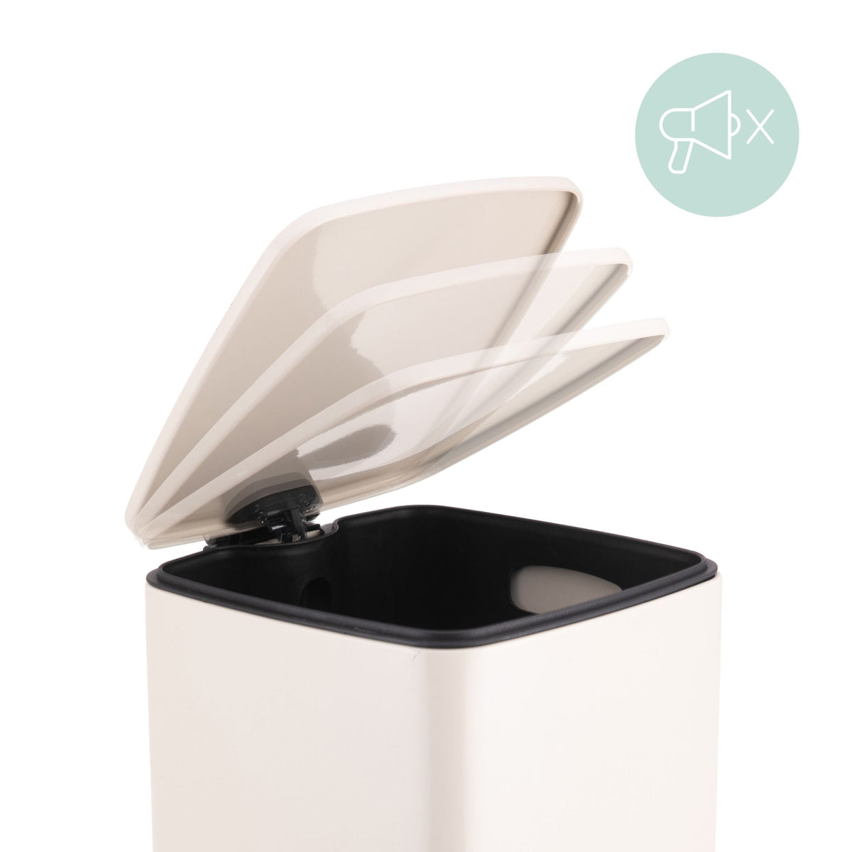 Mülleimer Küche 12L Beige-Schwarz-Silber von Relaxdays