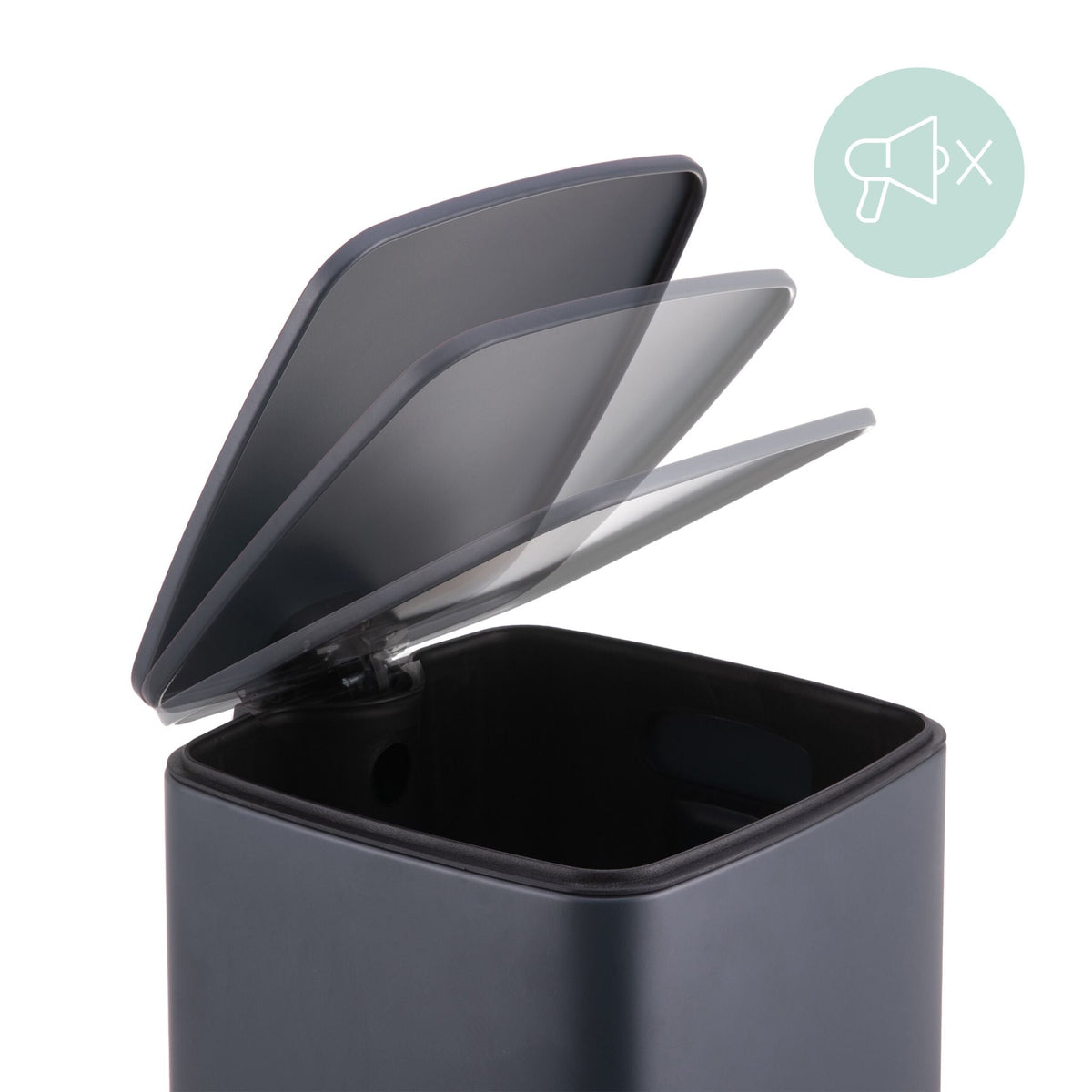 Mülleimer Küche 12L Schwarz-Silber-Grau von Relaxdays