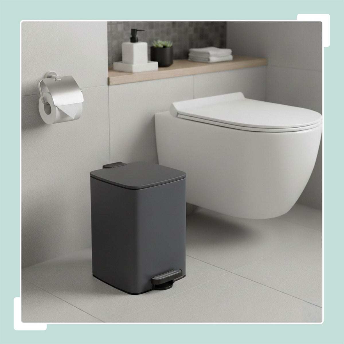 Mülleimer Küche 12L Schwarz-Silber-Grau von Relaxdays