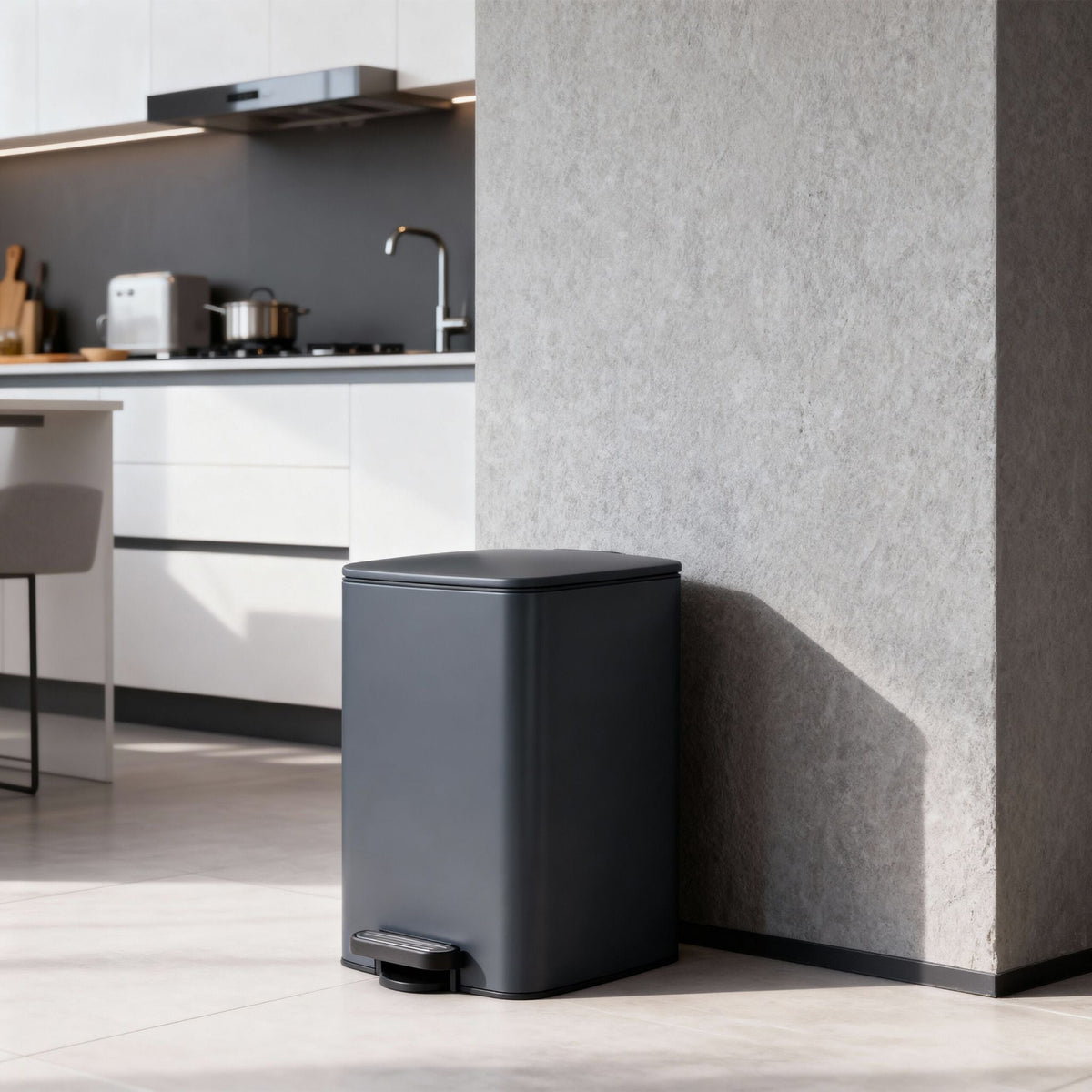 Mülleimer Küche 12L Schwarz-Silber-Grau von Relaxdays