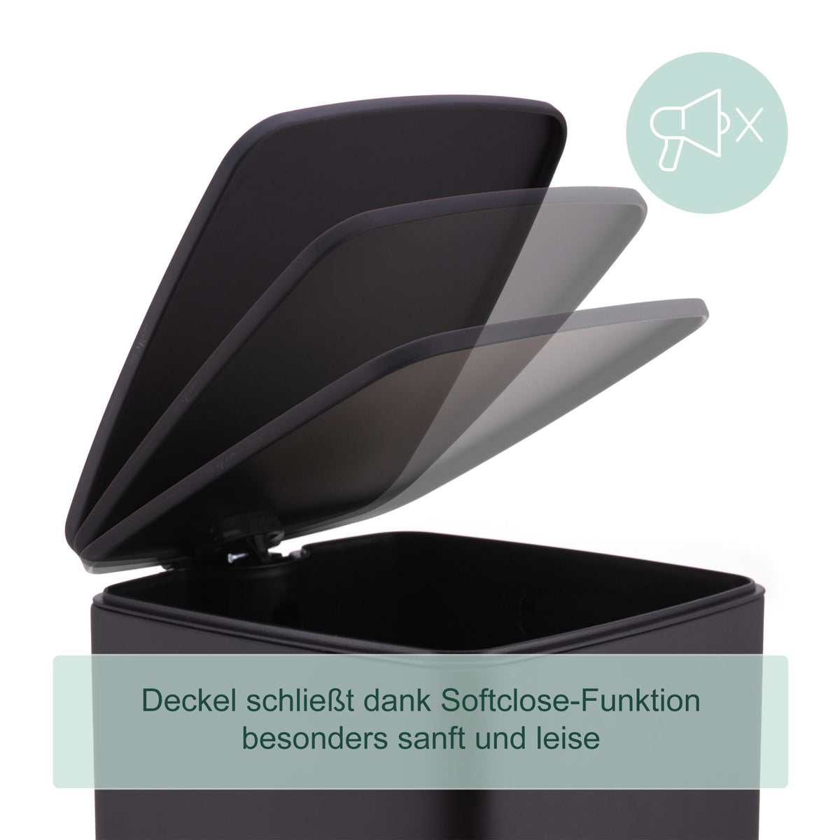 Mülleimer Küche 20L Schwarz-Silber von Relaxdays