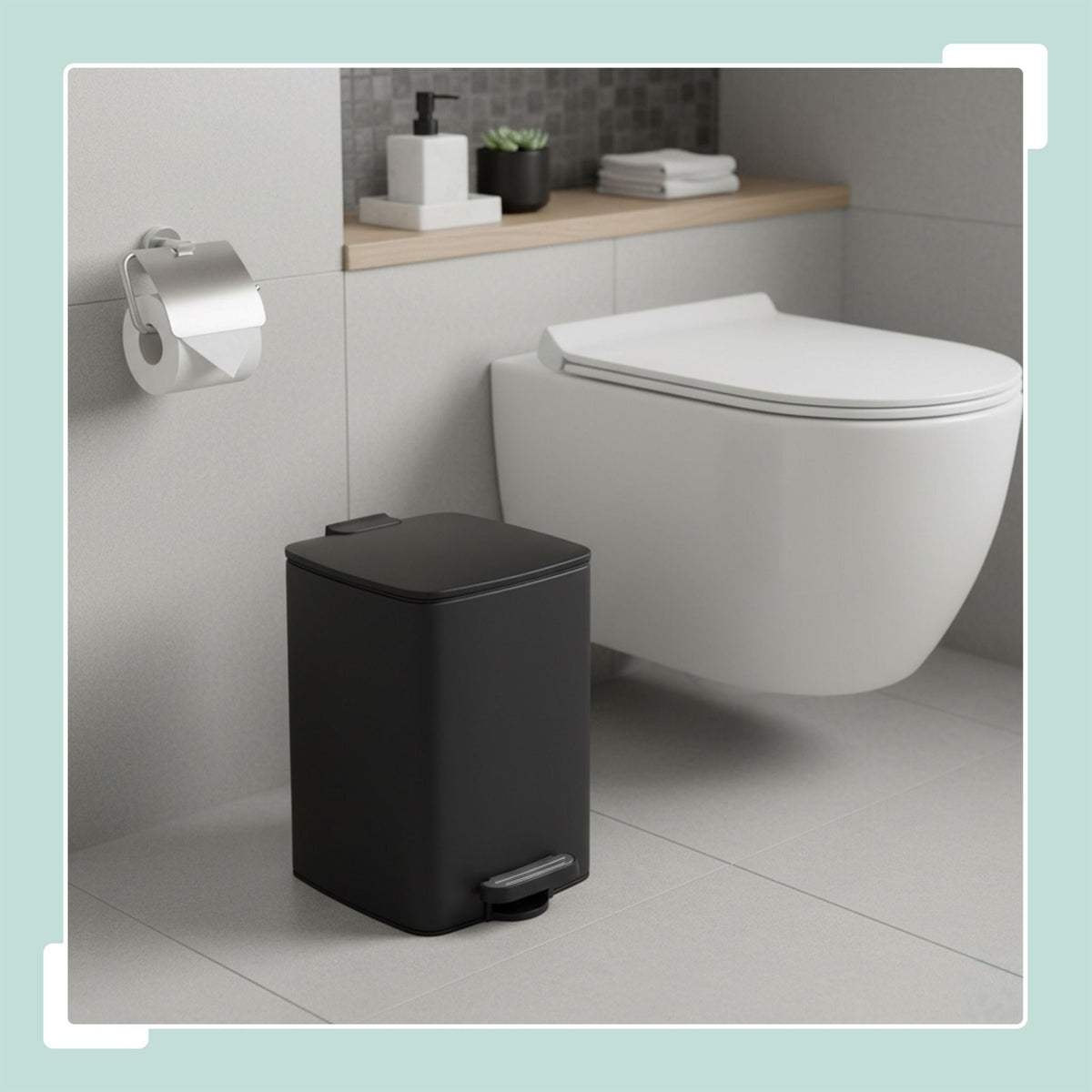 Mülleimer Küche 20L Schwarz-Silber von Relaxdays