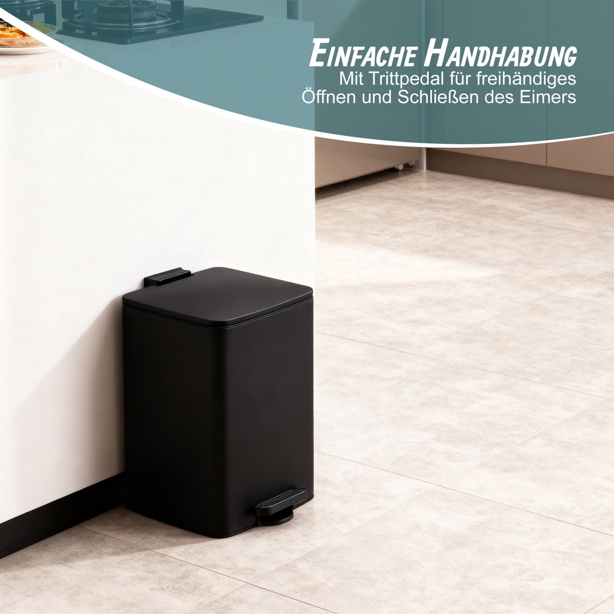 Mülleimer Küche 20L Schwarz-Silber von Relaxdays