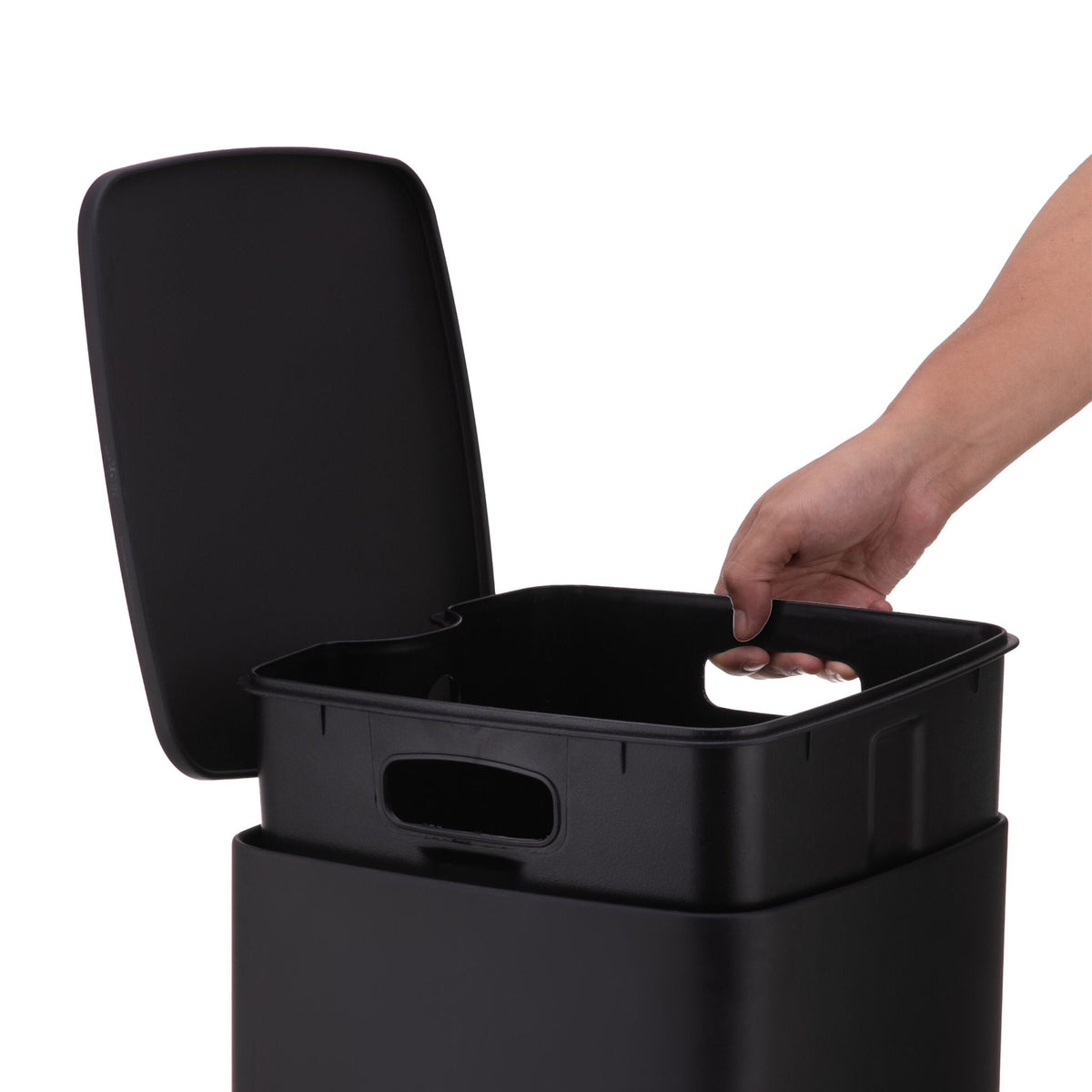 Mülleimer Küche 20L Schwarz-Silber von Relaxdays