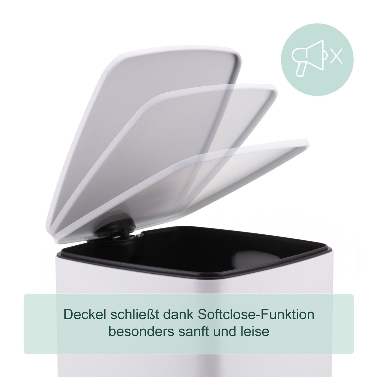 Mülleimer Küche 20L Weiss-Schwarz-Silber von Relaxdays