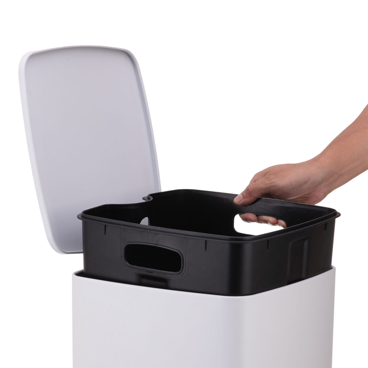 Mülleimer Küche 20L Weiss-Schwarz-Silber von Relaxdays