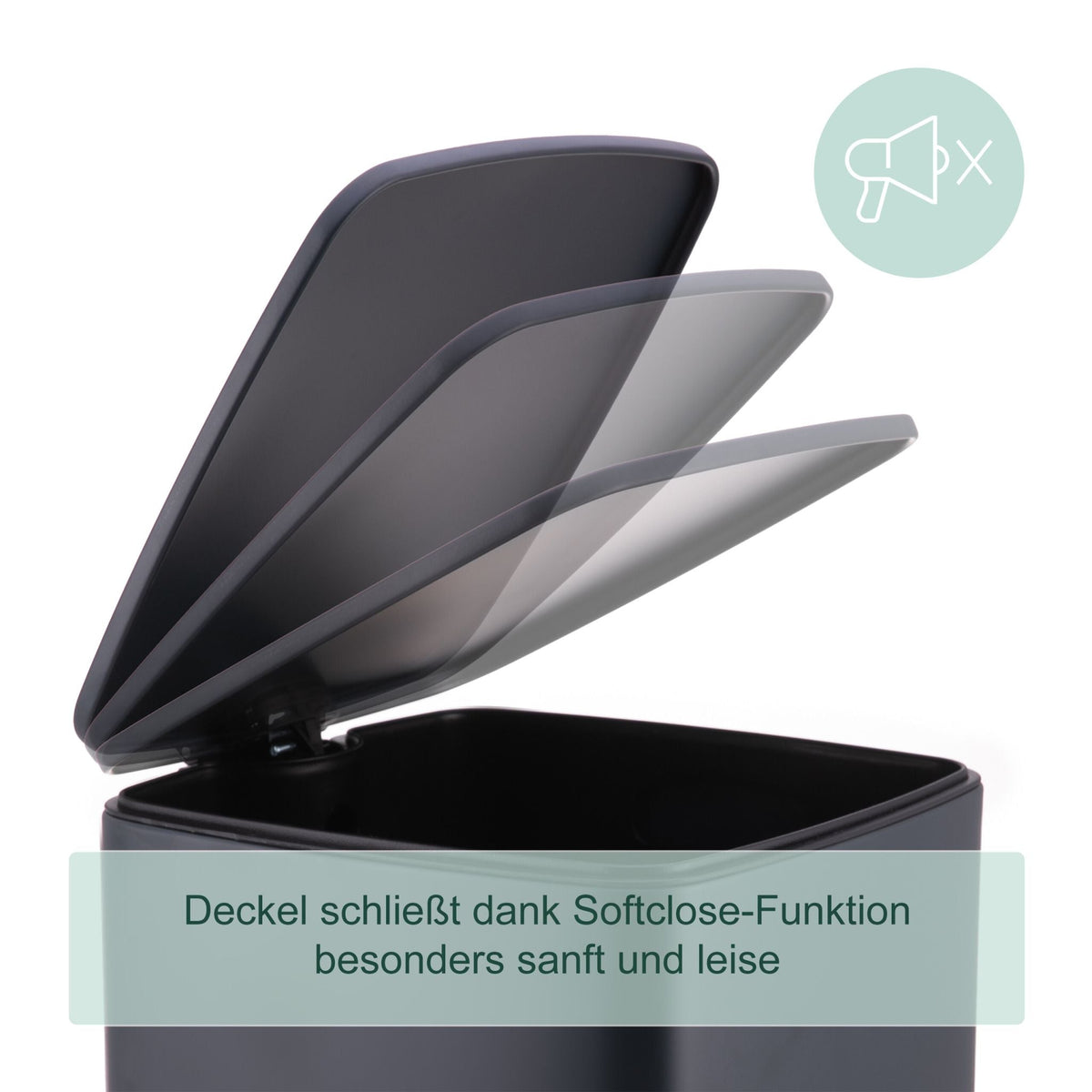 Mülleimer Küche 20L Schwarz-Silber-Grau von Relaxdays