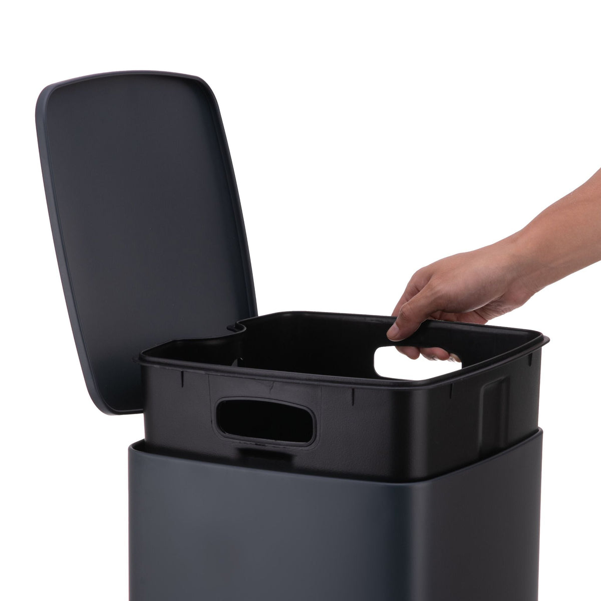 Mülleimer Küche 20L Schwarz-Silber-Grau von Relaxdays