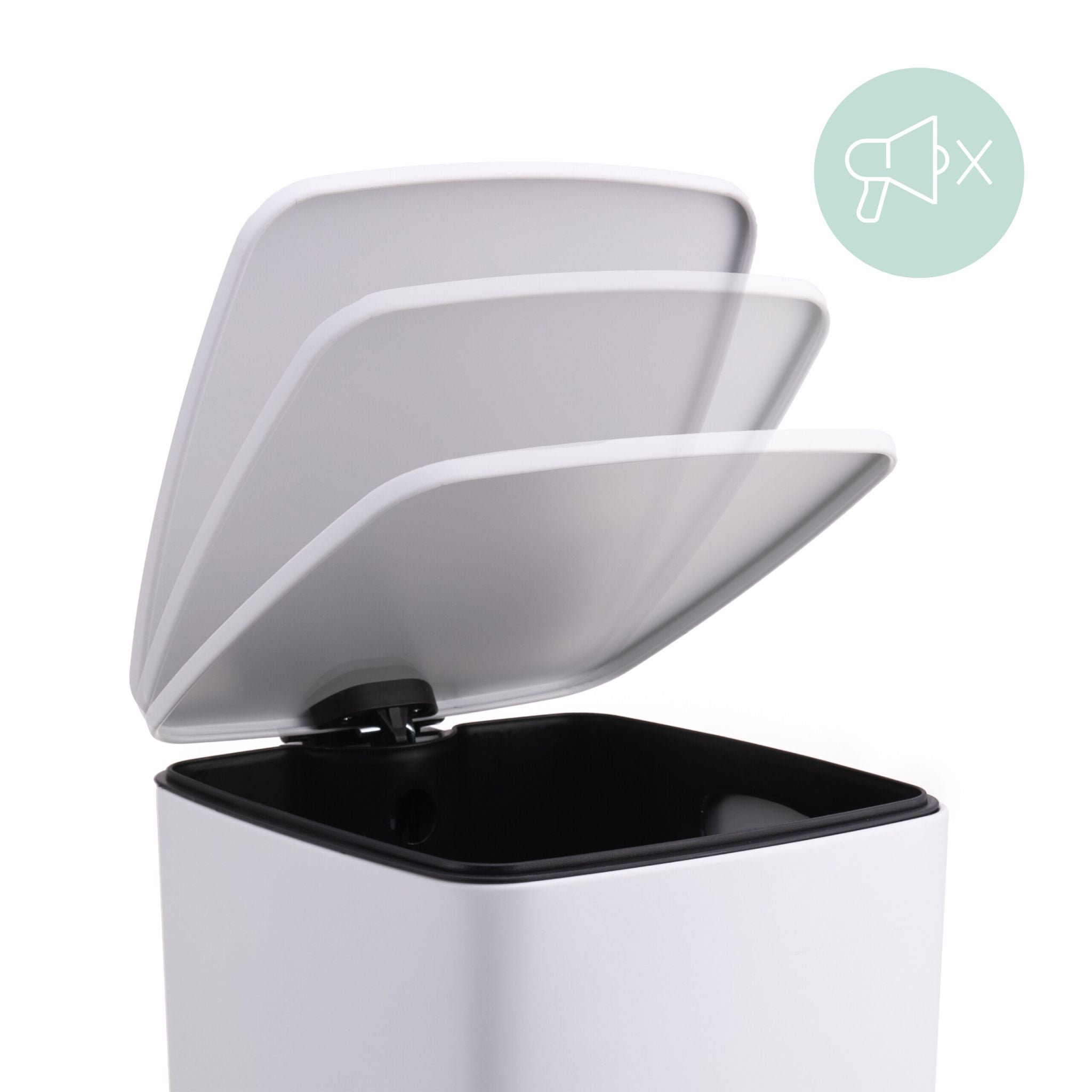 Mülleimer Küche 30L Weiss-Schwarz-Silber von Relaxdays