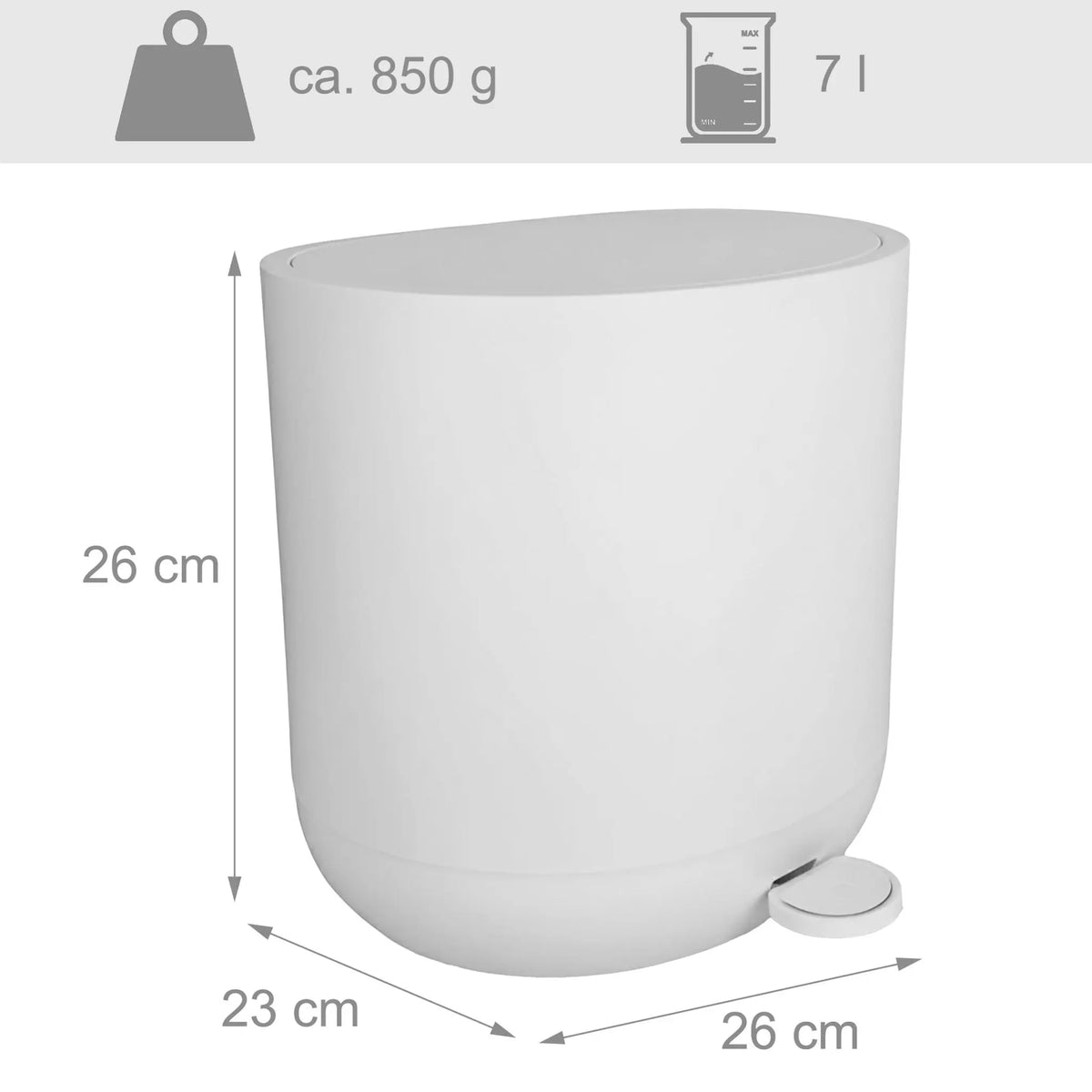 Mülleimer mit Softclose 7 l Weiss von Relaxdays