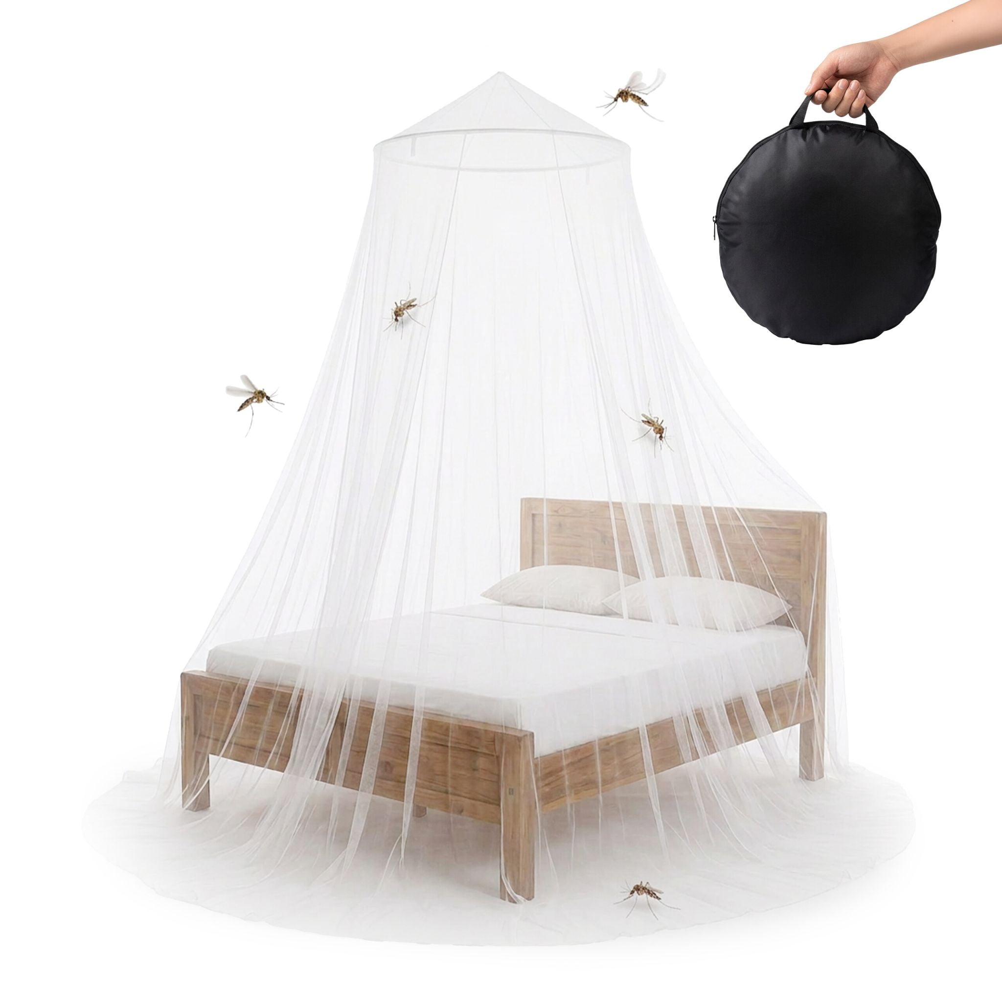 Moskitonetz Bett 250cm Weiss von Relaxdays