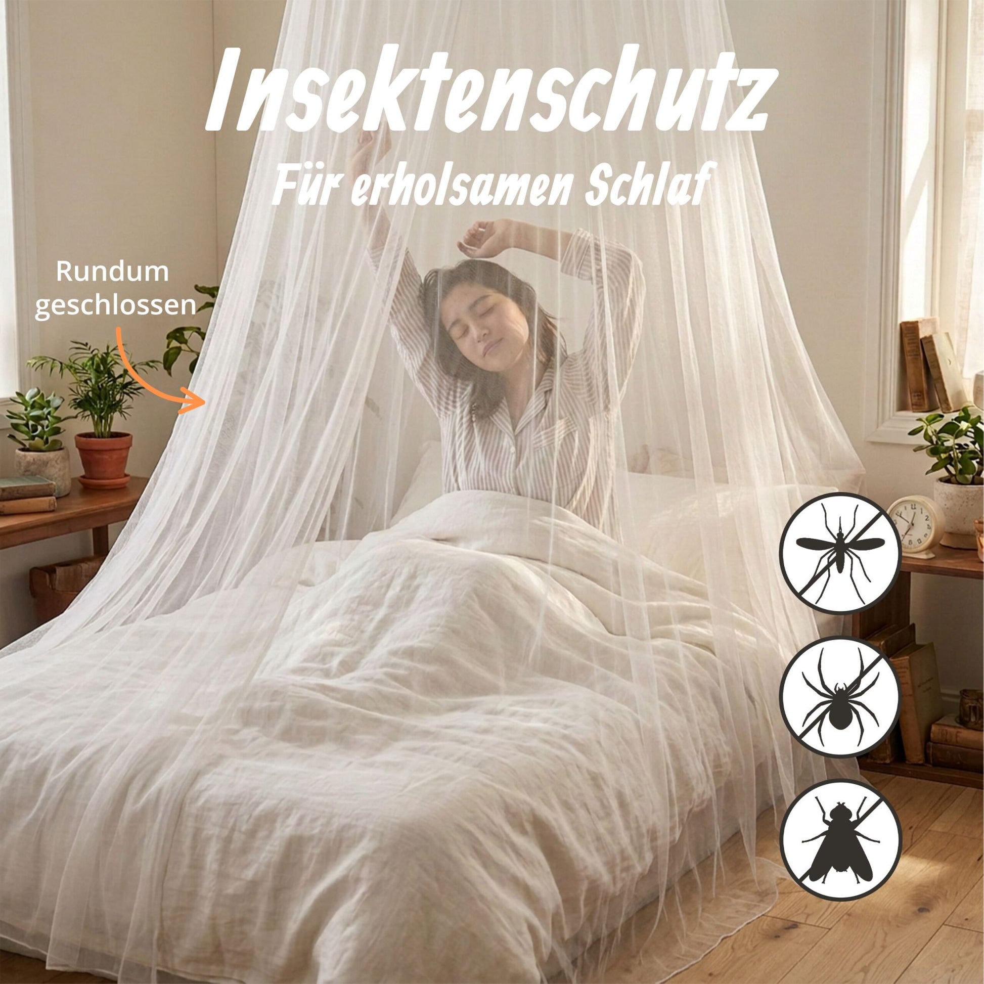 Moskitonetz Bett 250cm Weiss von Relaxdays