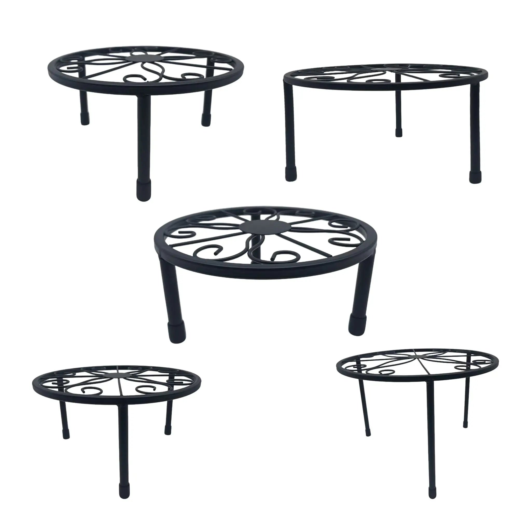 Runde Blumenständer 5er-Set Schwarz von Relaxdays
