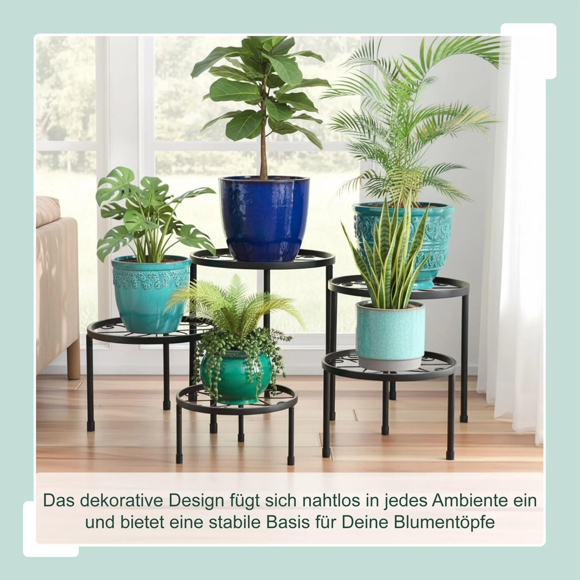 Runde Blumenständer 5er-Set Schwarz von Relaxdays