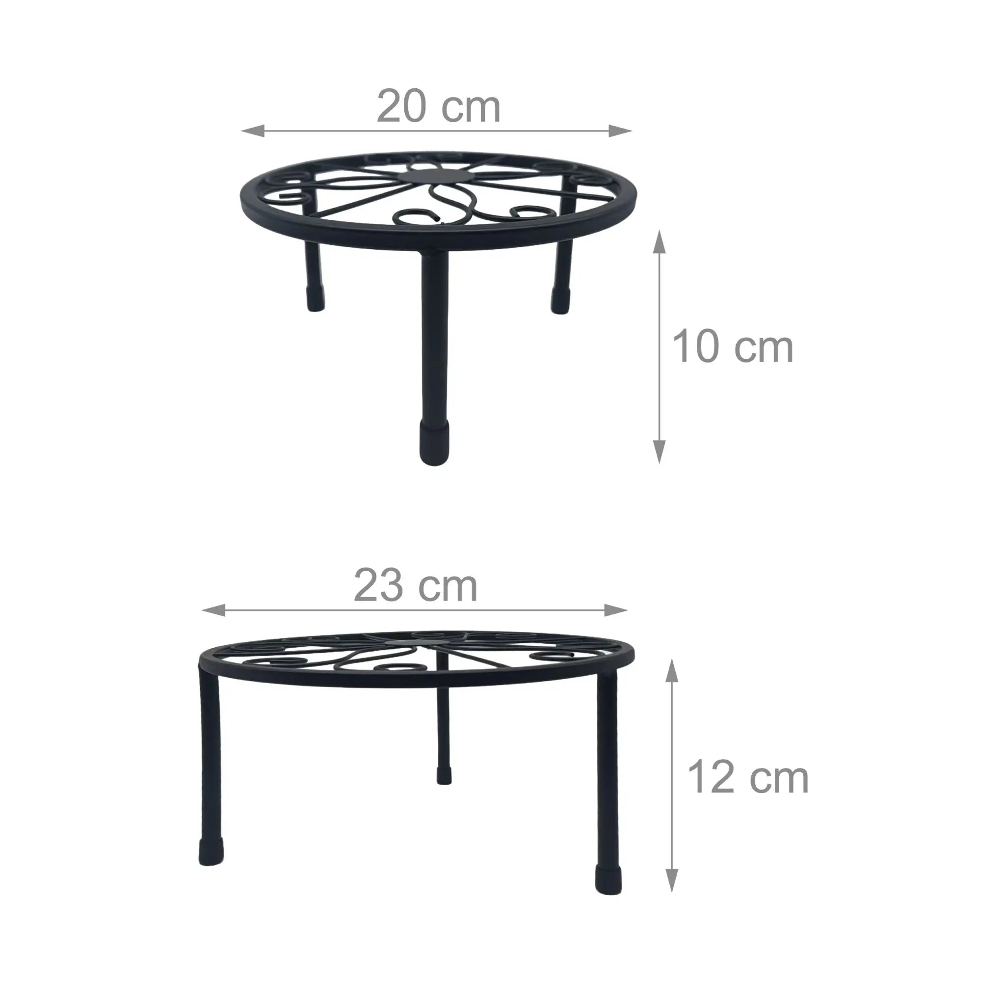 Runde Blumenständer 5er-Set Schwarz von Relaxdays