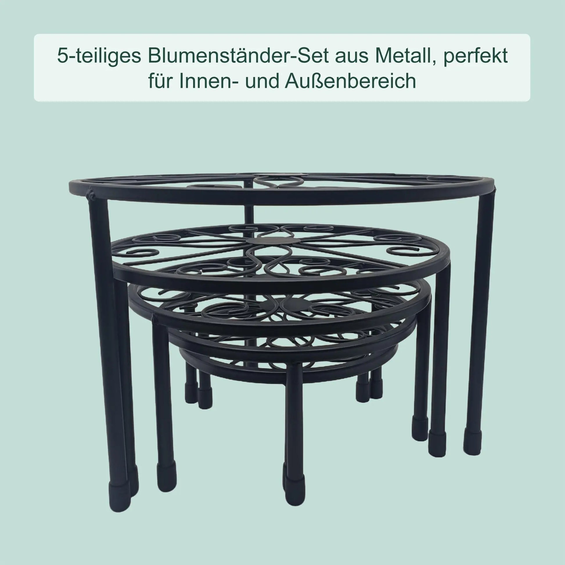 Runde Blumenständer 5er-Set Schwarz von Relaxdays