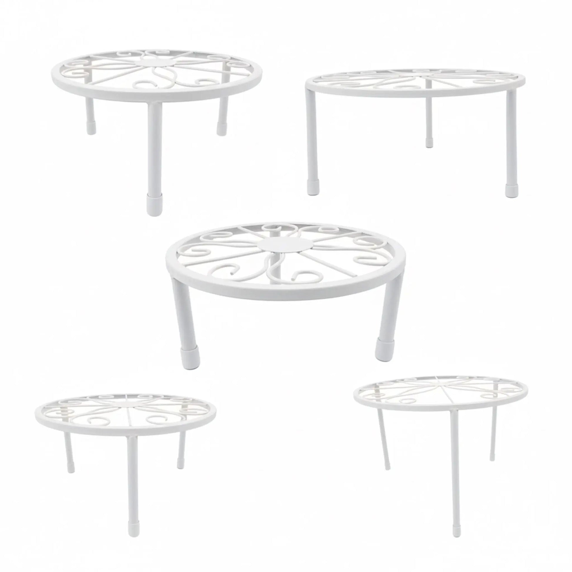 Runde Blumenständer 5er-Set Weiss von Relaxdays