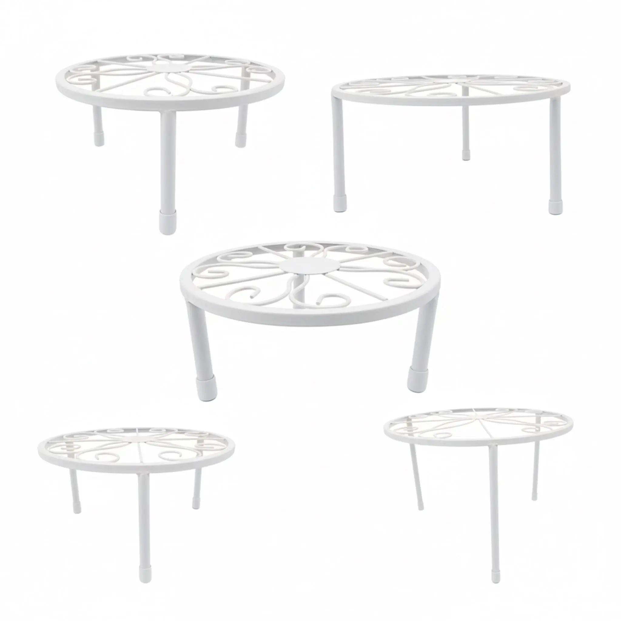 Runde Blumenständer 5er-Set Weiss von Relaxdays