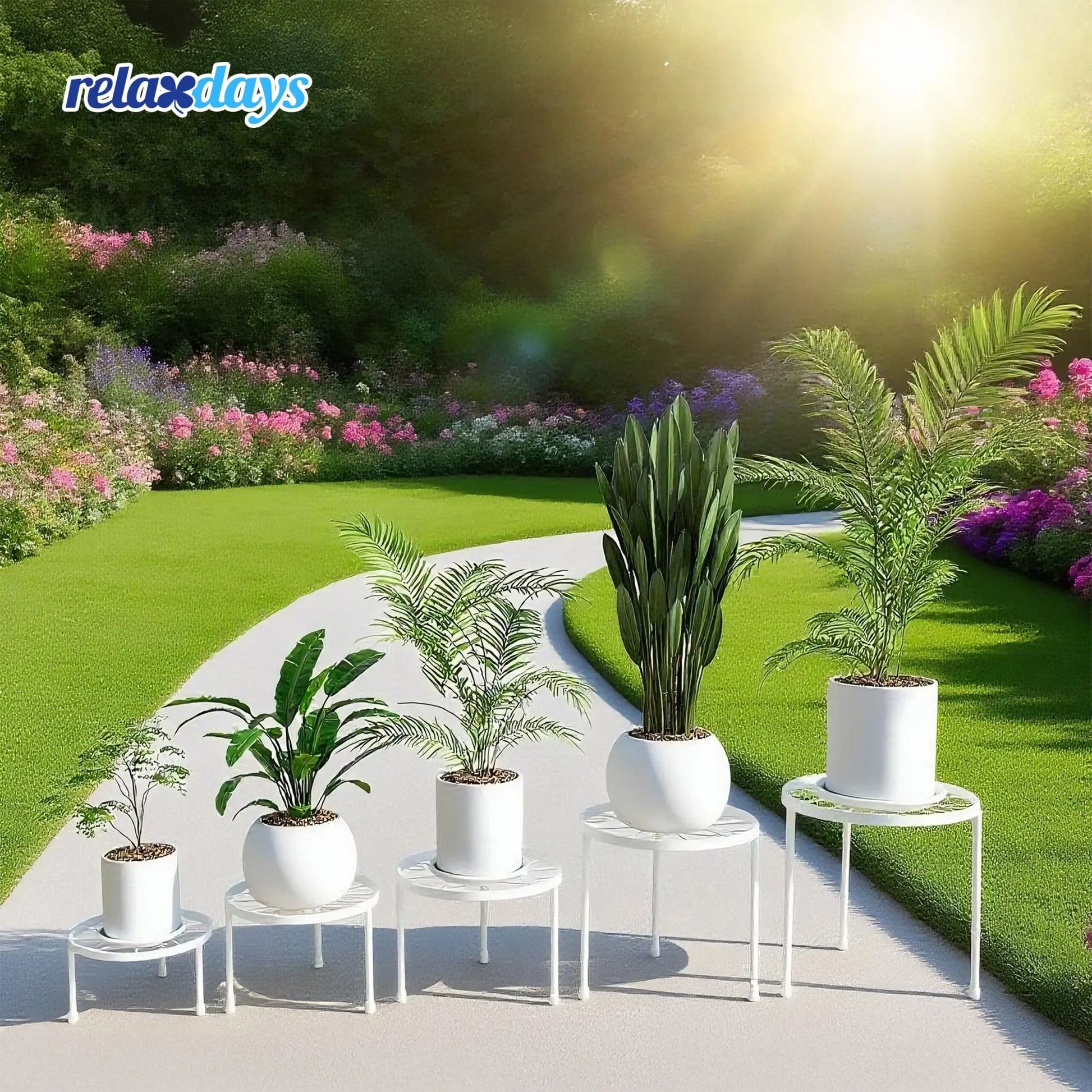Runde Blumenständer 5er-Set Weiss von Relaxdays