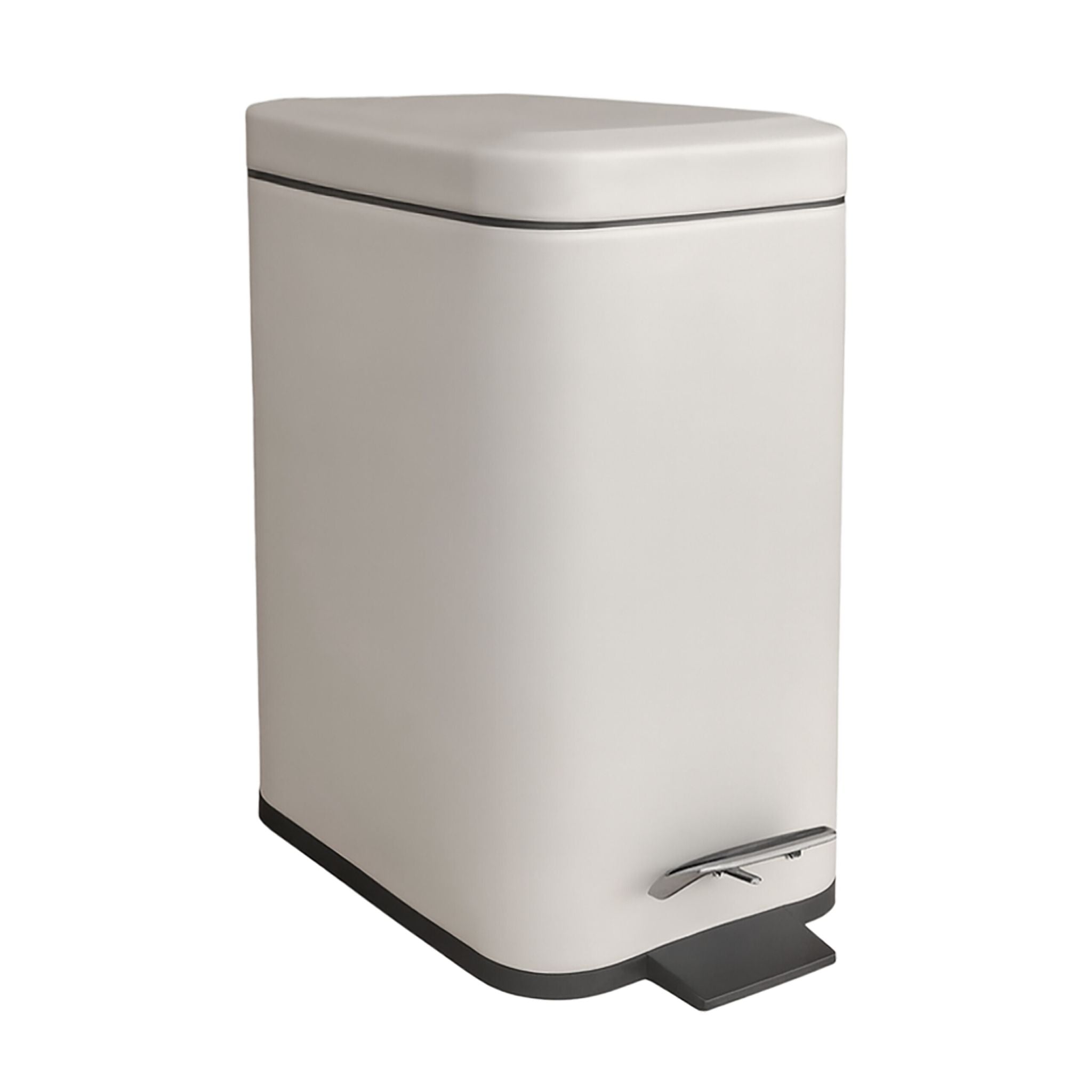 Bad Mülleimer 5 l Softclose Beige-Schwarz-Silber von Relaxdays