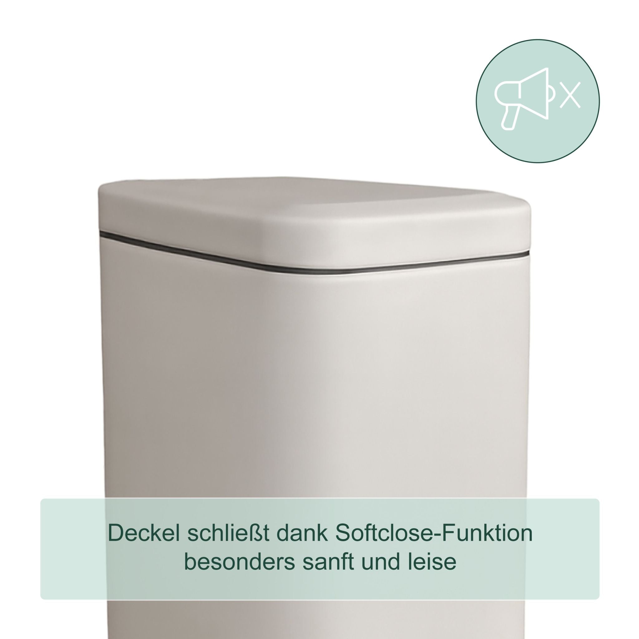 Bad Mülleimer 5 l Softclose Beige-Schwarz-Silber von Relaxdays