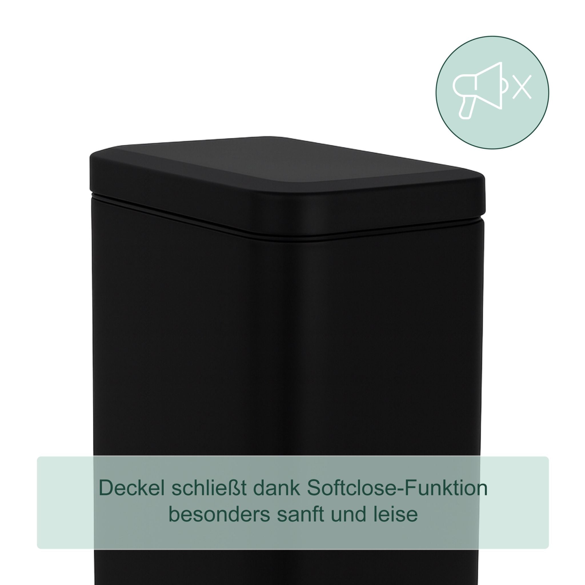 Bad Mülleimer 5 l Softclose Schwarz-Silber von Relaxdays