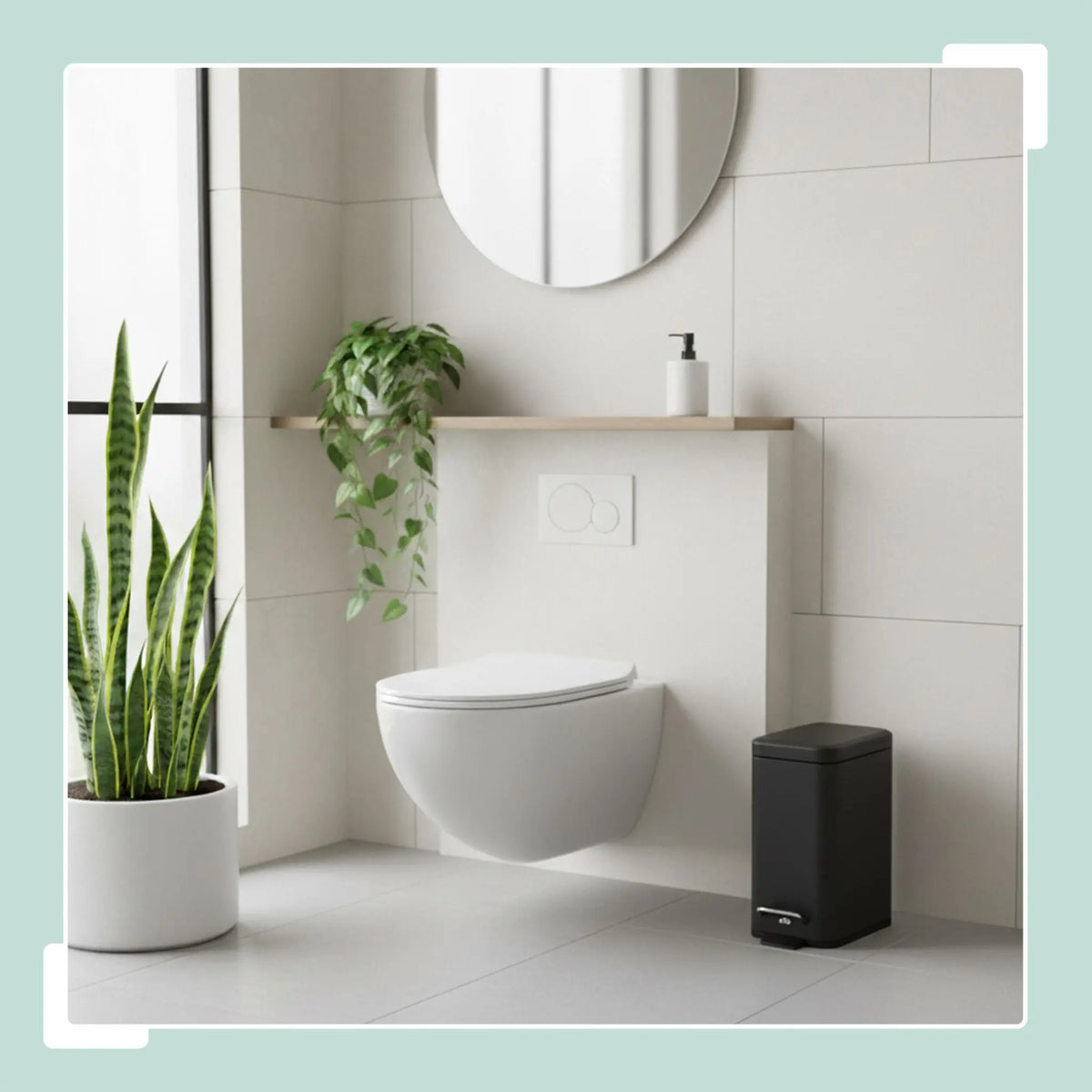 Bad Mülleimer 5 l Softclose Schwarz-Silber von Relaxdays