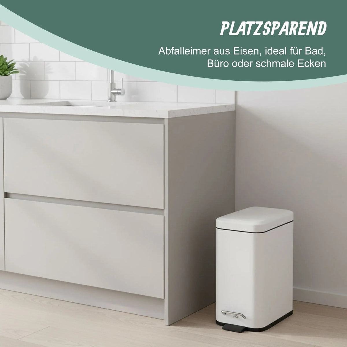 Bad Mülleimer 5 l Softclose Schwarz-Silber von Relaxdays
