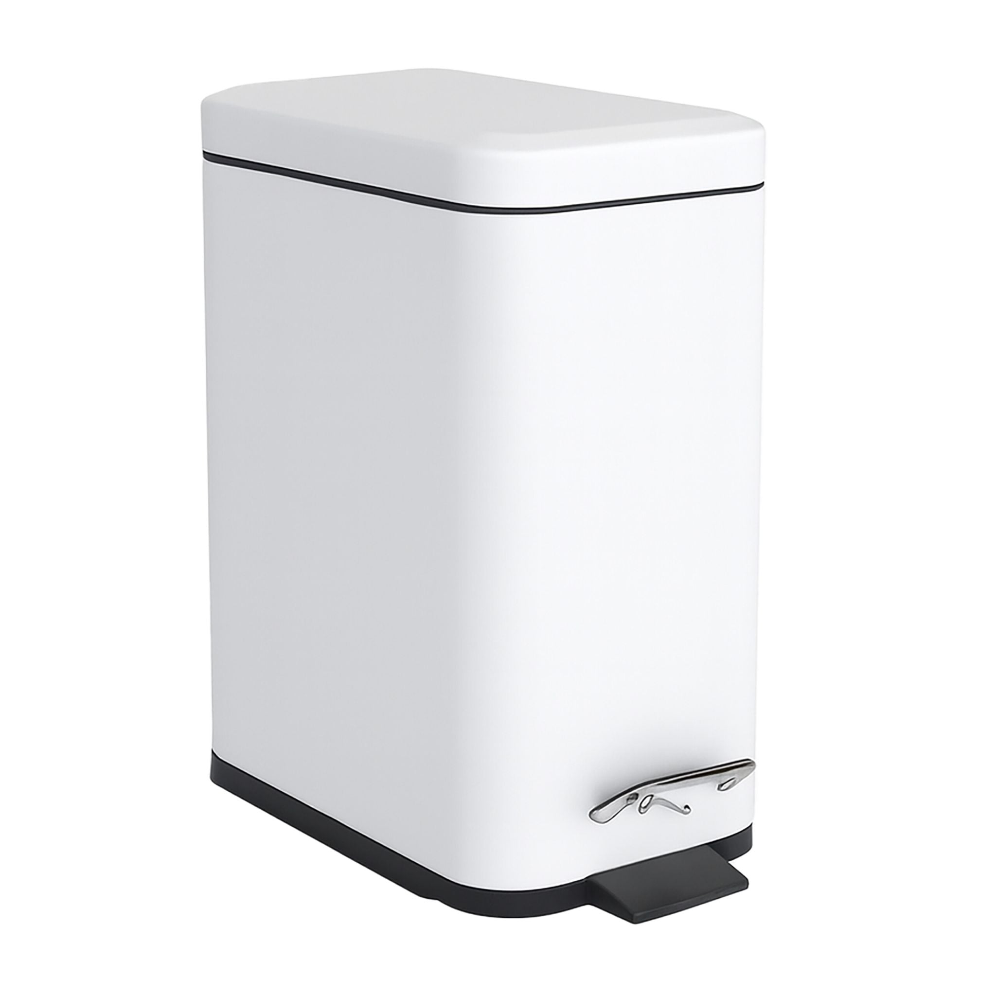 Bad Mülleimer 5 l Softclose Weiss-Schwarz-Silber von Relaxdays