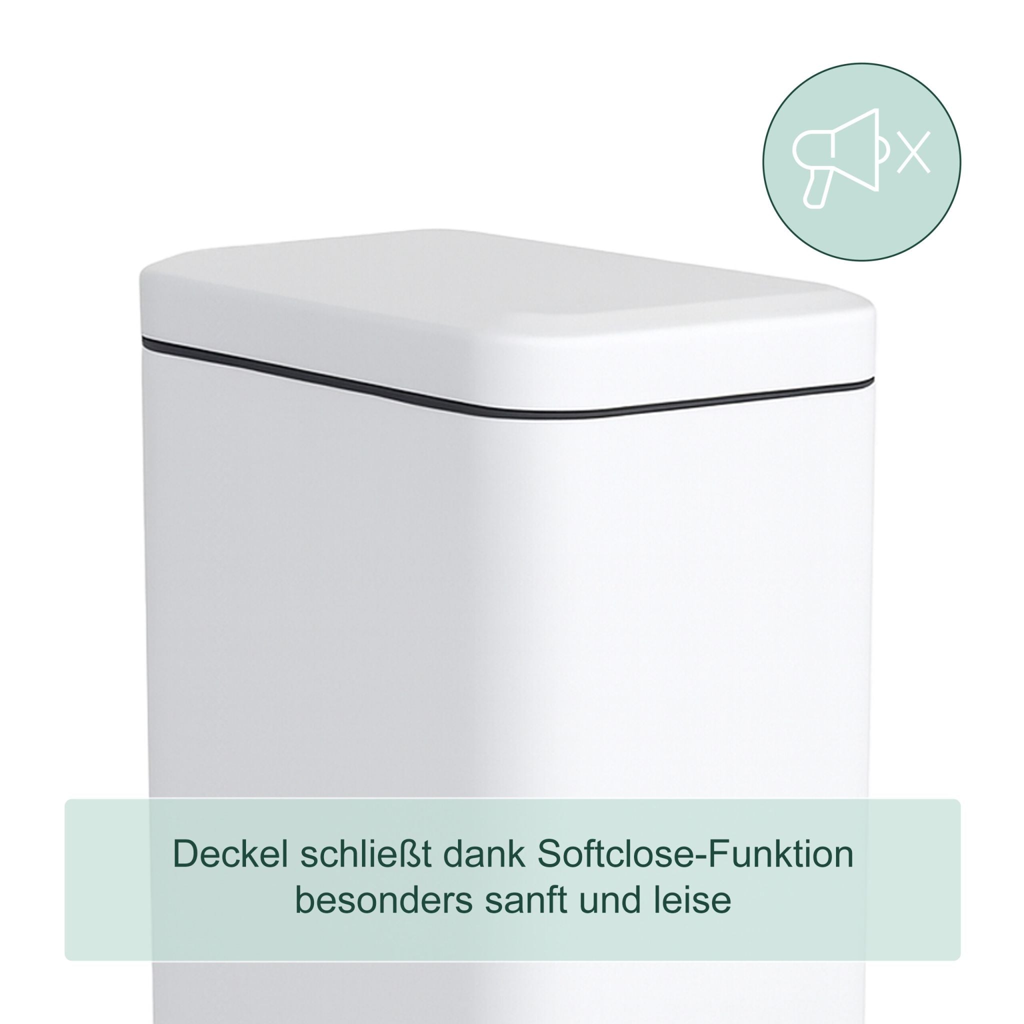 Bad Mülleimer 5 l Softclose Weiss-Schwarz-Silber von Relaxdays