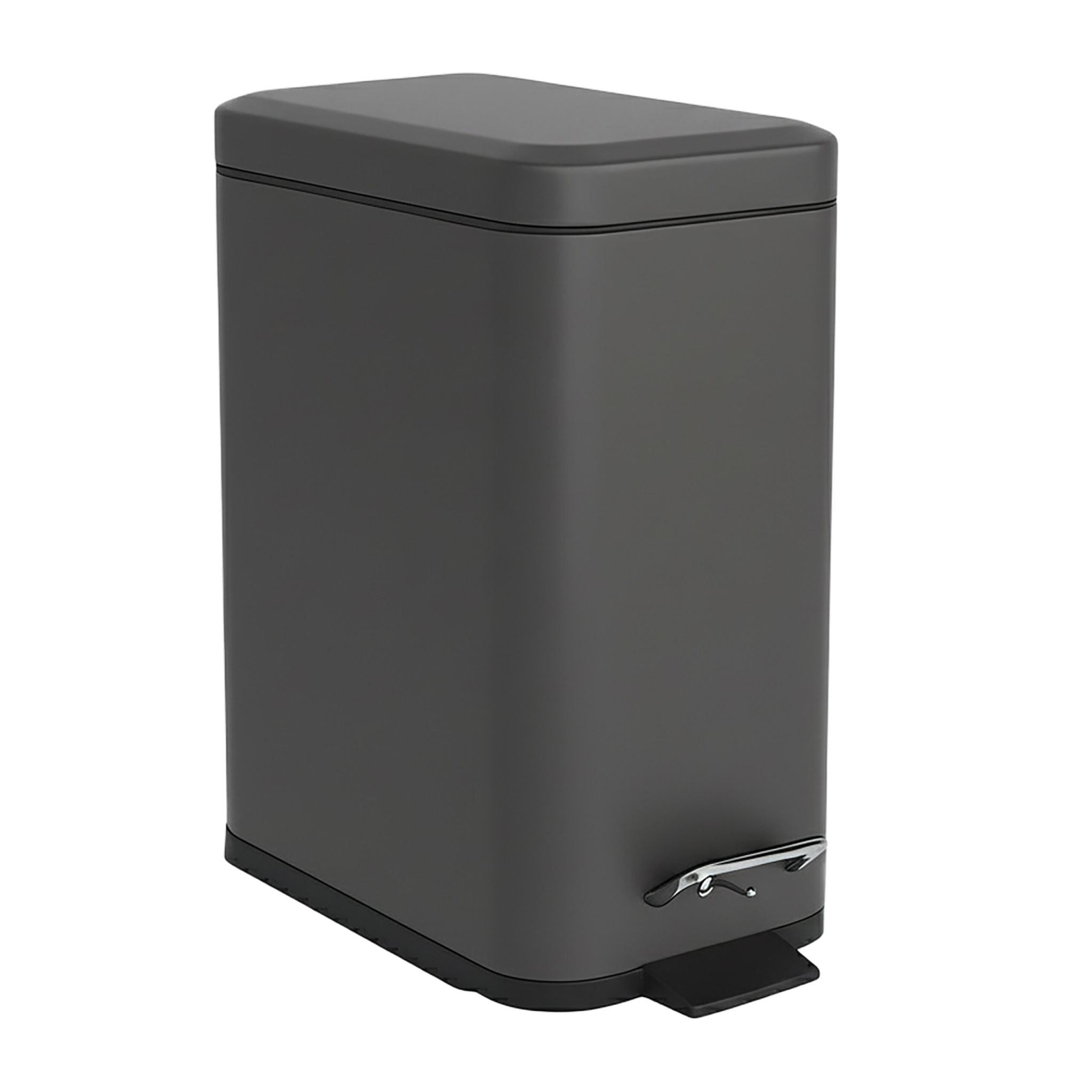 Bad Mülleimer 5 l Softclose Anthrazit-Schwarz-Silber von Relaxdays
