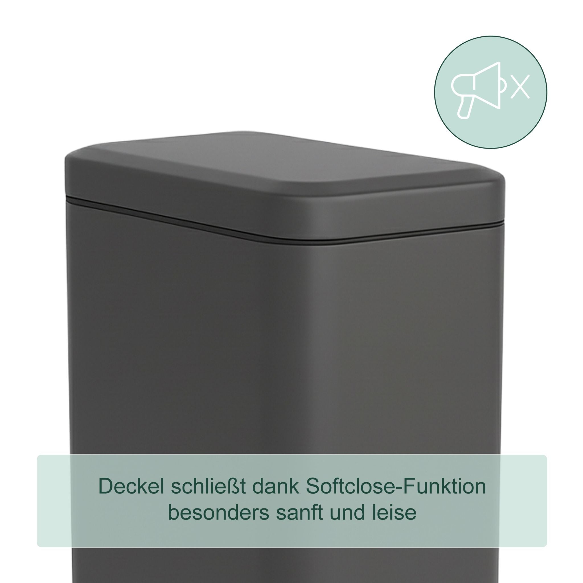 Bad Mülleimer 5 l Softclose Anthrazit-Schwarz-Silber von Relaxdays