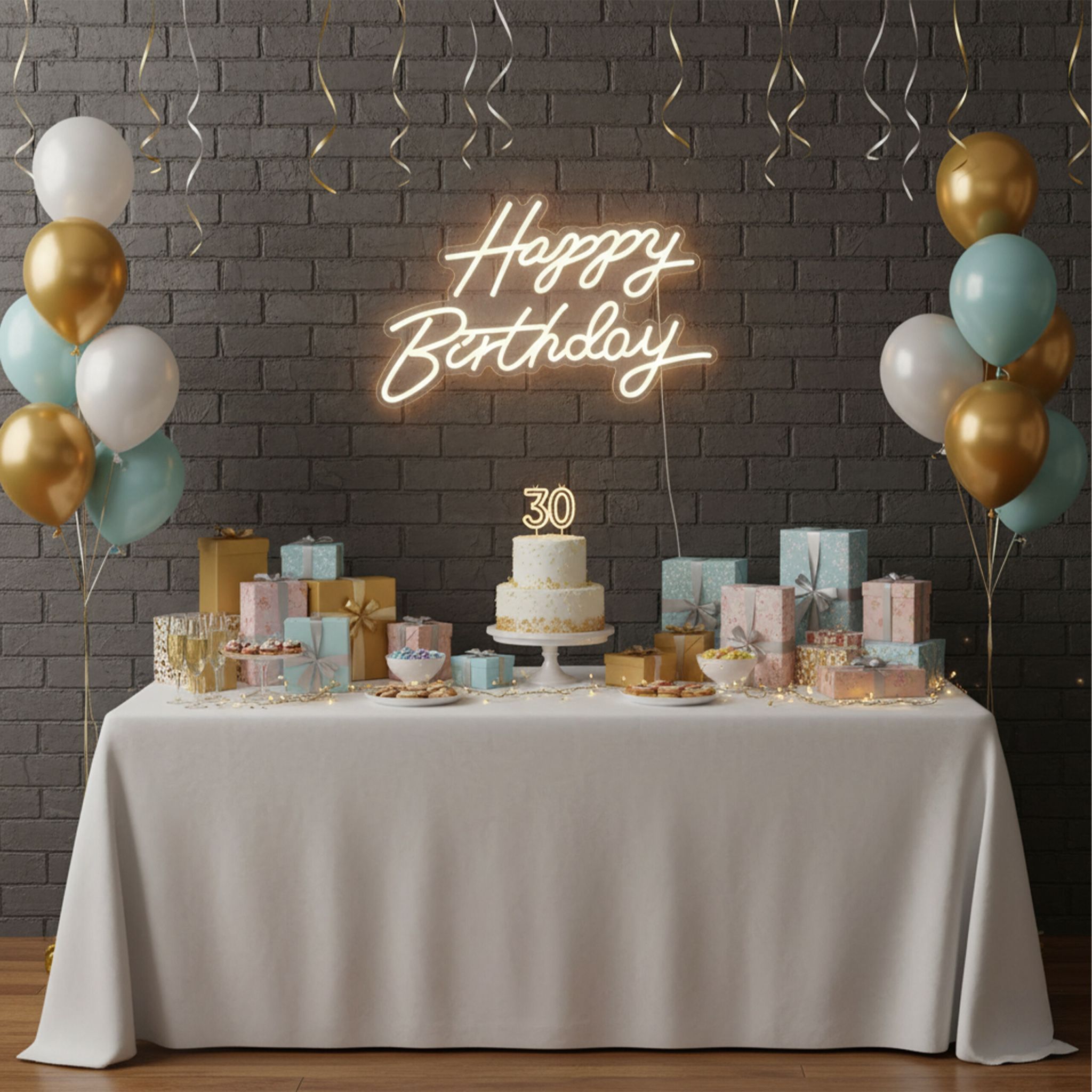LED Schild Happy Birthday Creme von Relaxdays