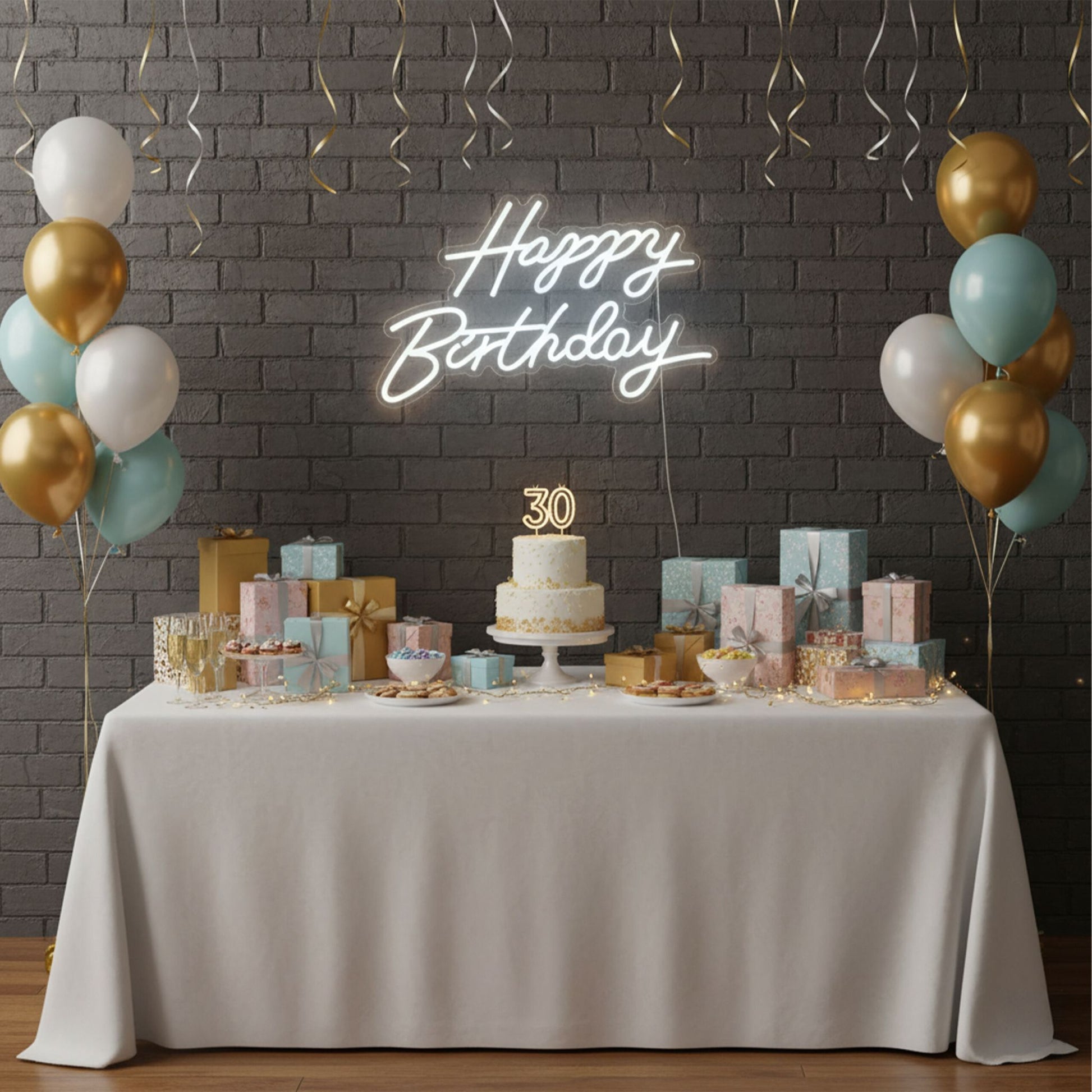 LED Schild Happy Birthday Weiss von Relaxdays