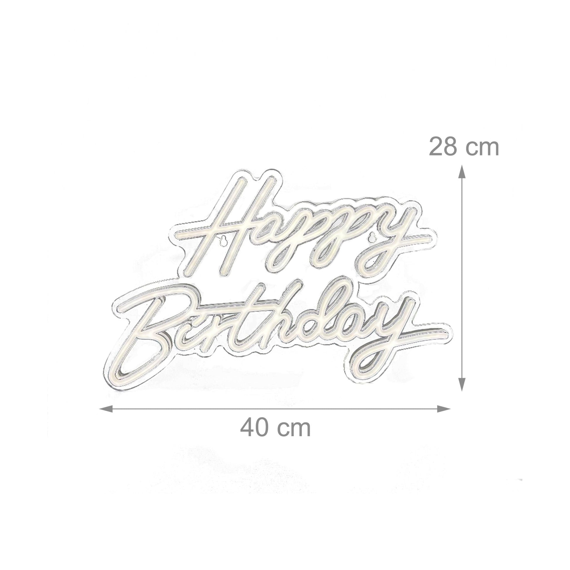 LED Schild Happy Birthday Weiss von Relaxdays