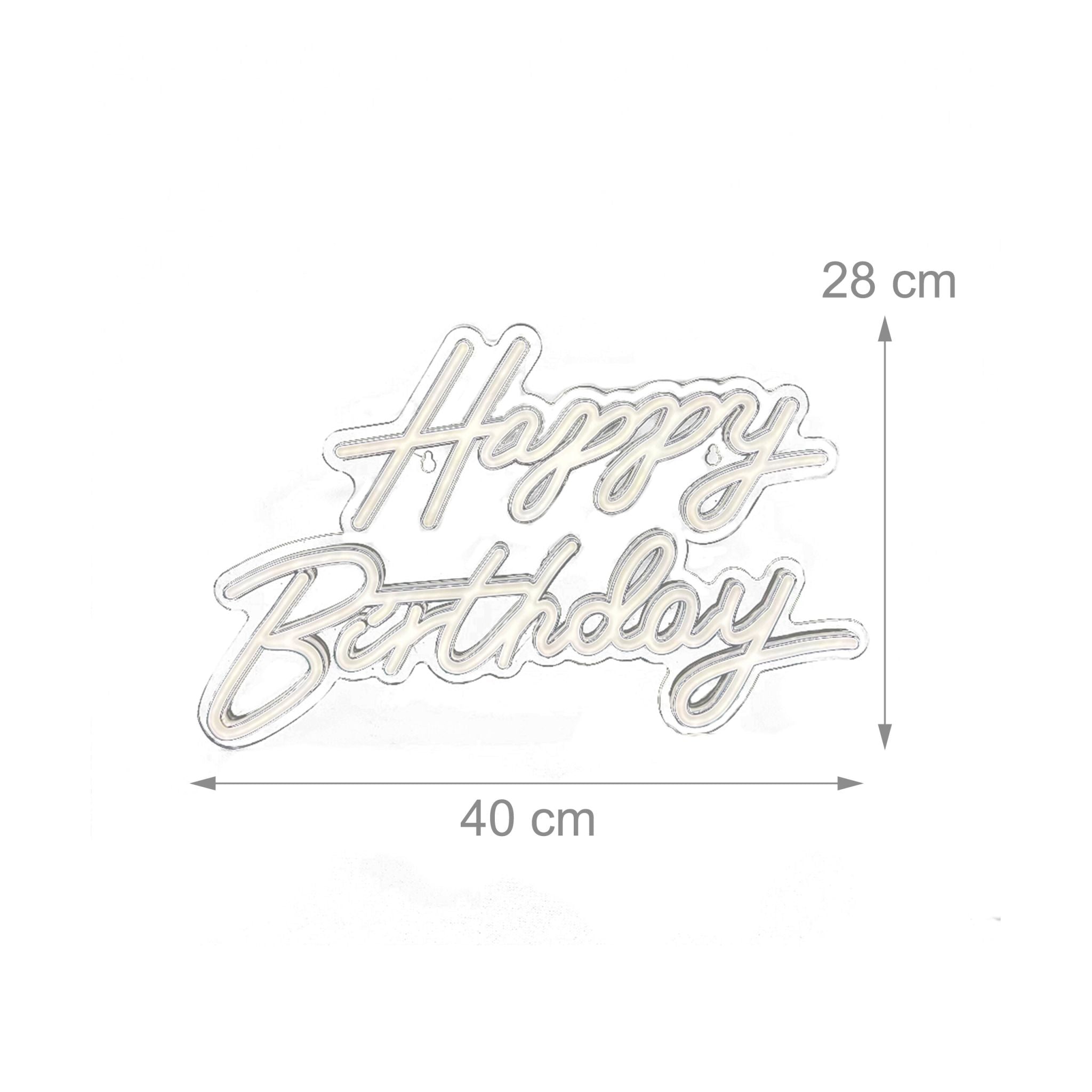 LED Schild Happy Birthday Weiss von Relaxdays