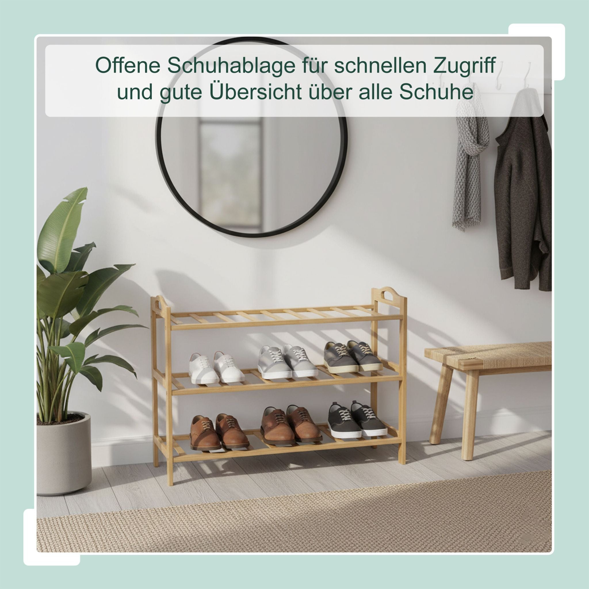 Schuhregal Bambus Hellbraun von Relaxdays