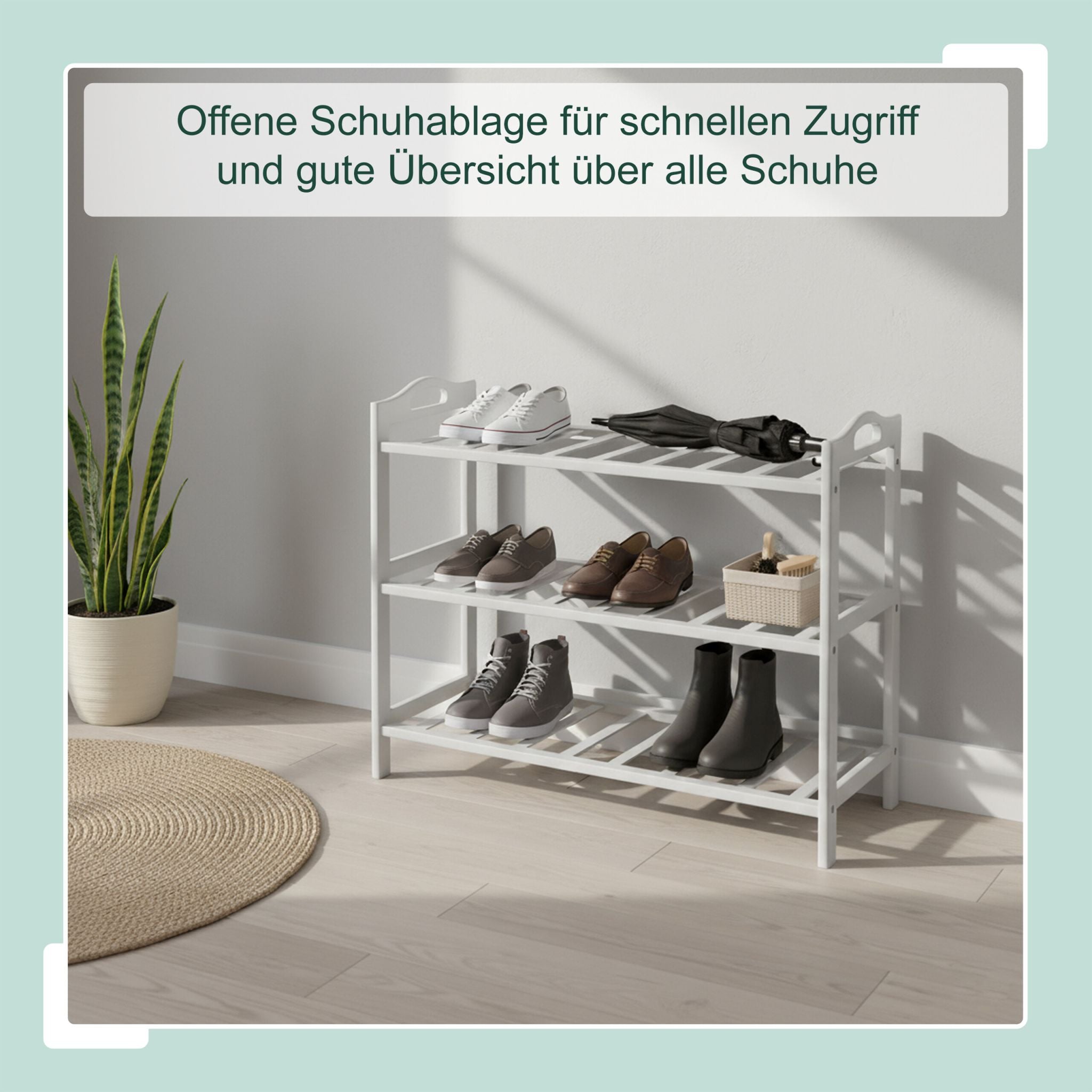 Schuhregal Bambus Weiss von Relaxdays