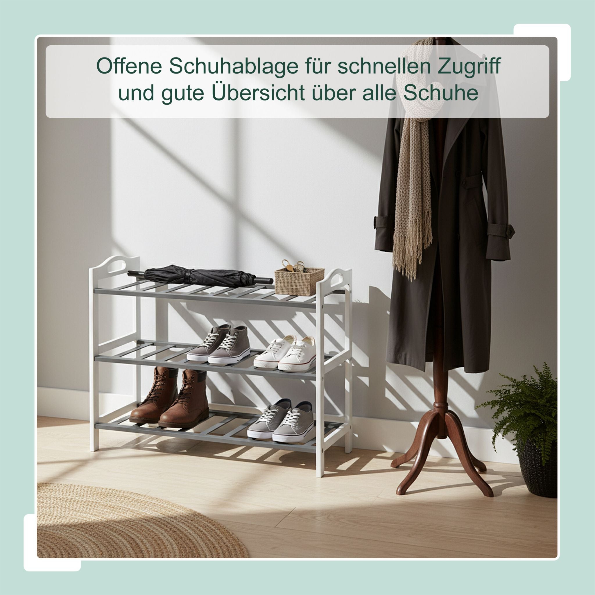 Schuhregal Bambus Weiss-Grau von Relaxdays